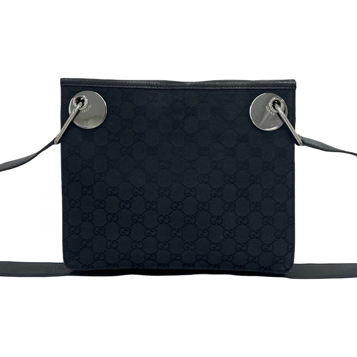 Gucci Black Canvas Leather Shoulder Bag (Pre-Owned)
