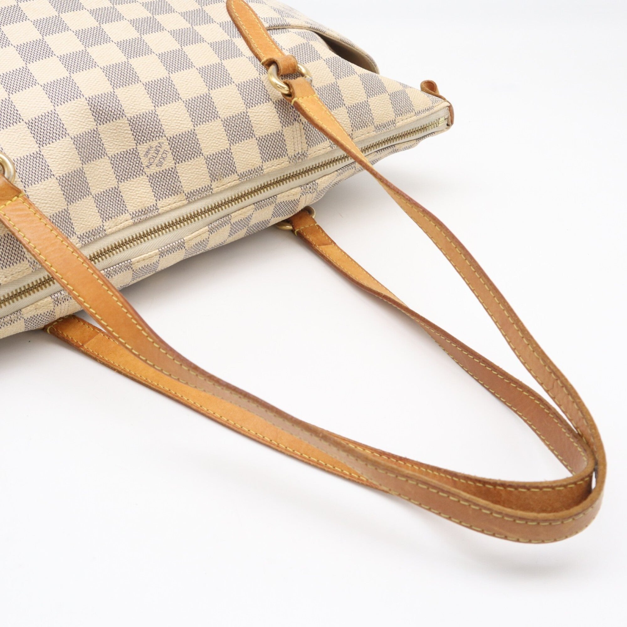 Louis Vuitton Azur Gray White Coated Canvas Leather Handbag (Pre-Owned)