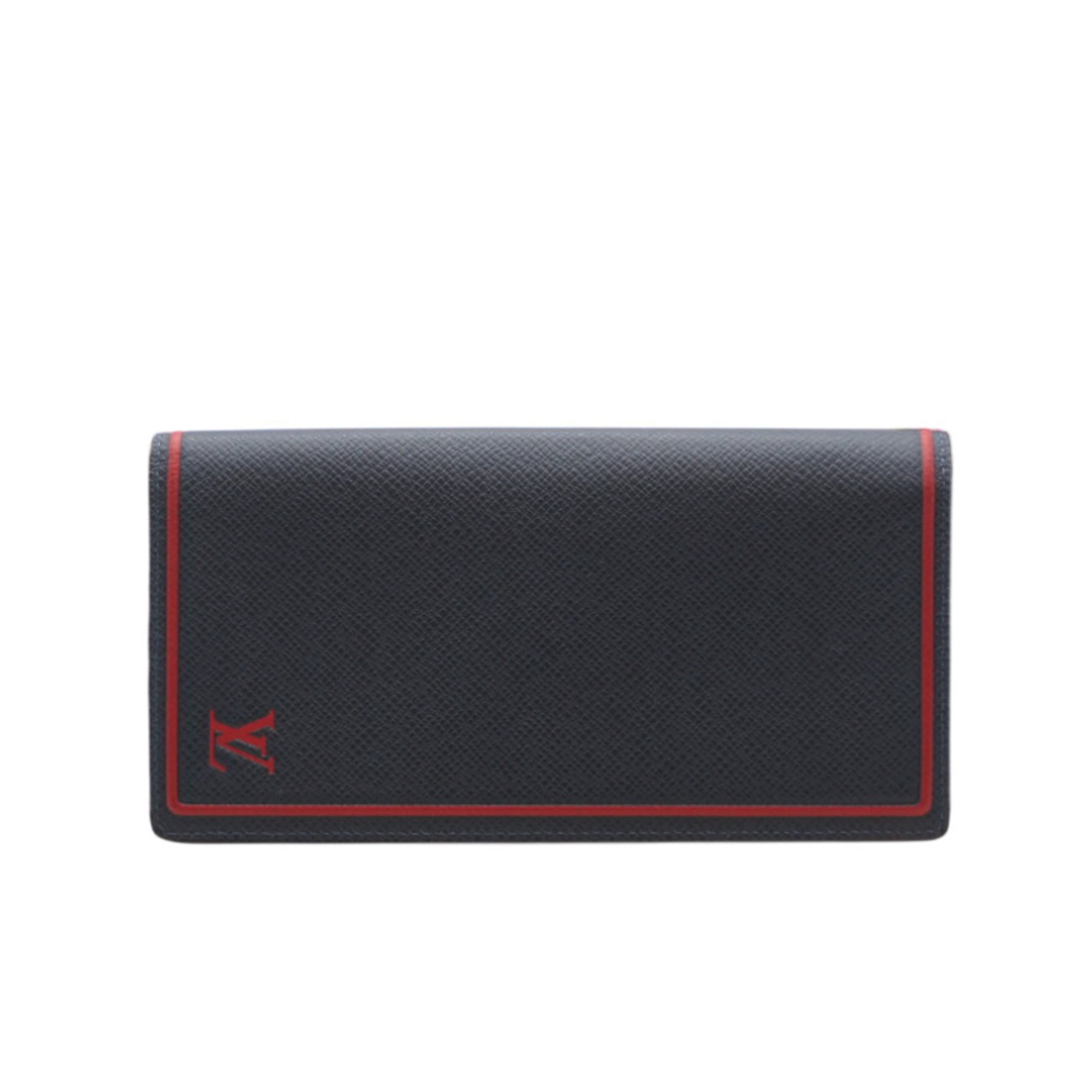 Louis Vuitton Taiga Blue Red Color Leather Long Wallet (Bi-Fold) (Pre-Owned)