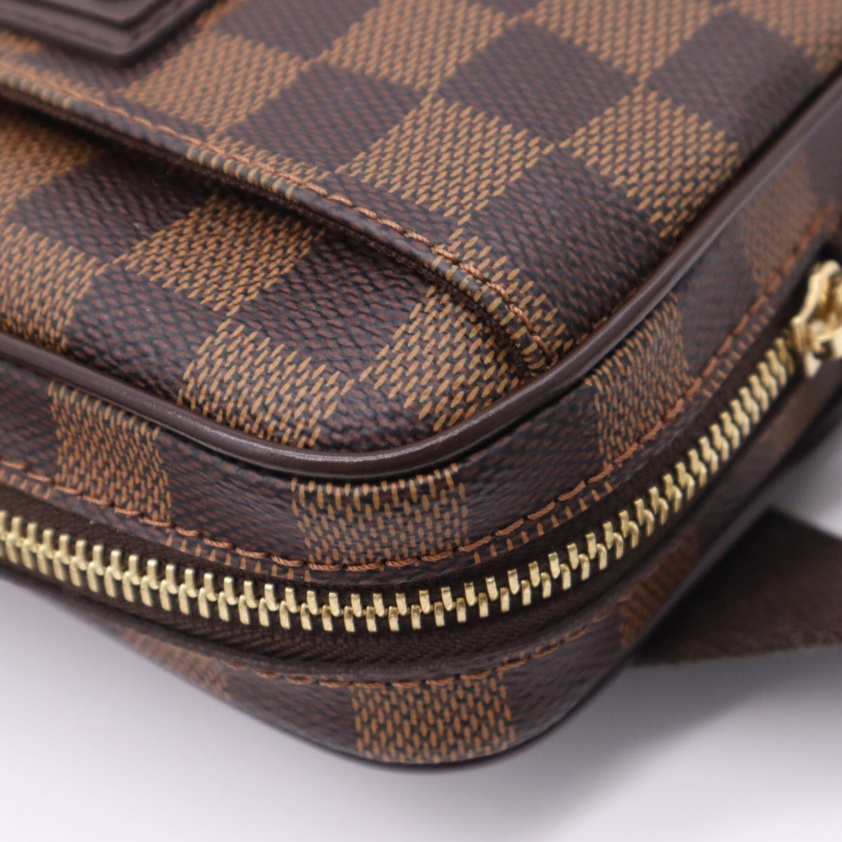 Louis Vuitton Beige Brown Coated Canvas Leather Sling Bag (Pre-Owned)