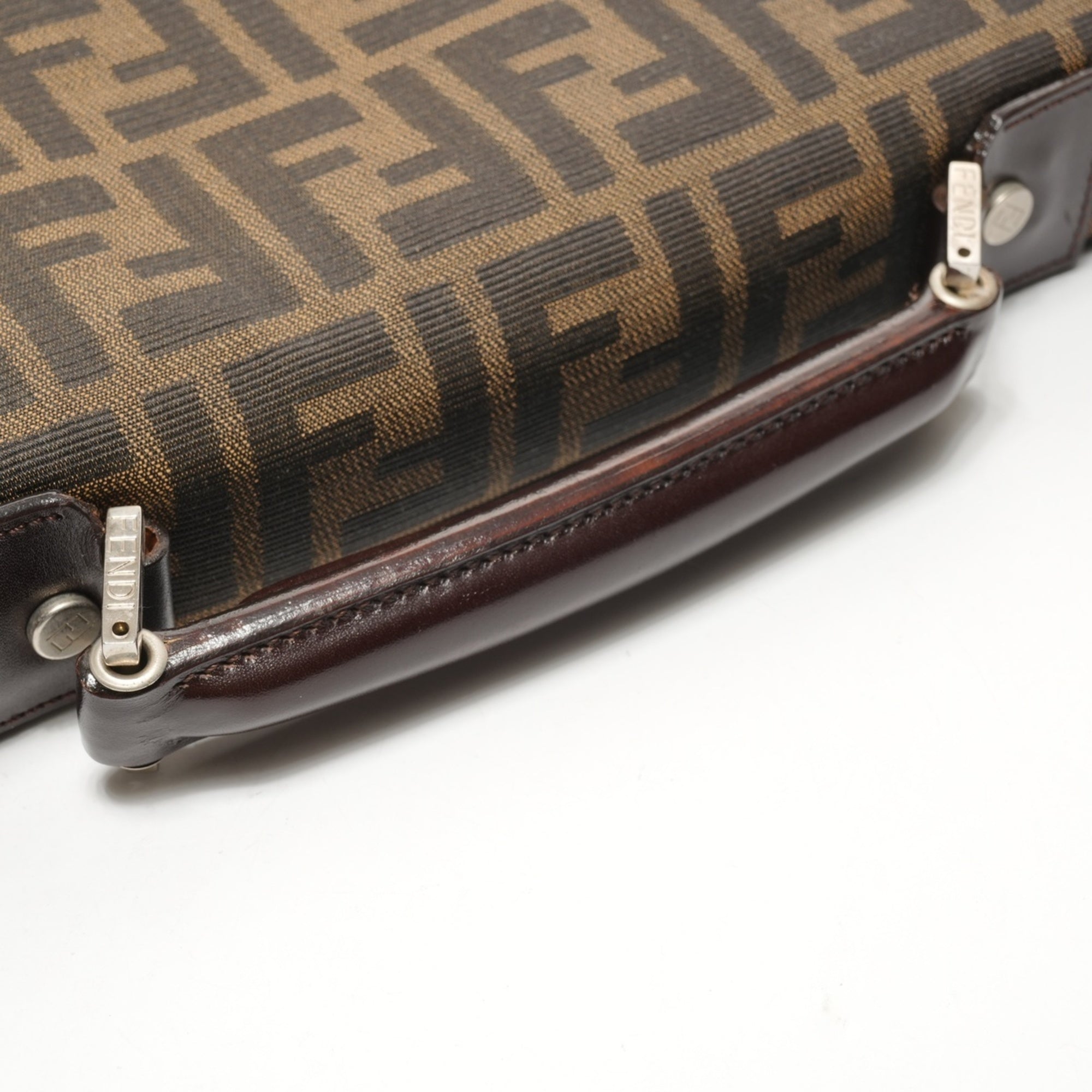 Fendi Brown Canvas Briefcase Handbag (Pre-Owned)