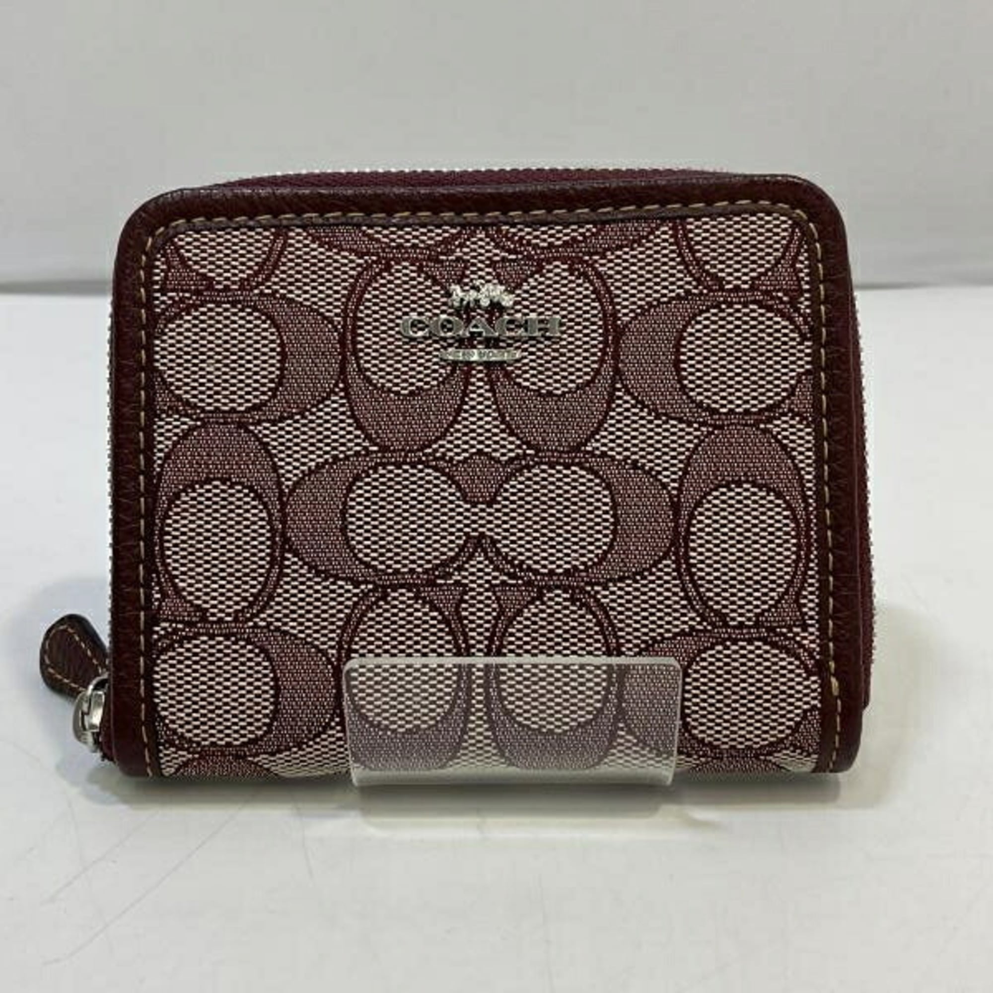 Coach Signature Burgundy Signature Line Wallet (Bi-Fold) (Pre-Owned)