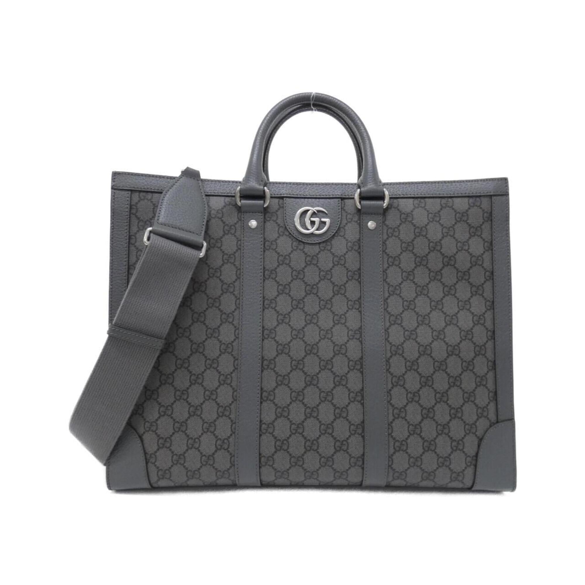 Gucci Ophidia Black Gray Gg Supreme Leather Handbag (Pre-Owned)