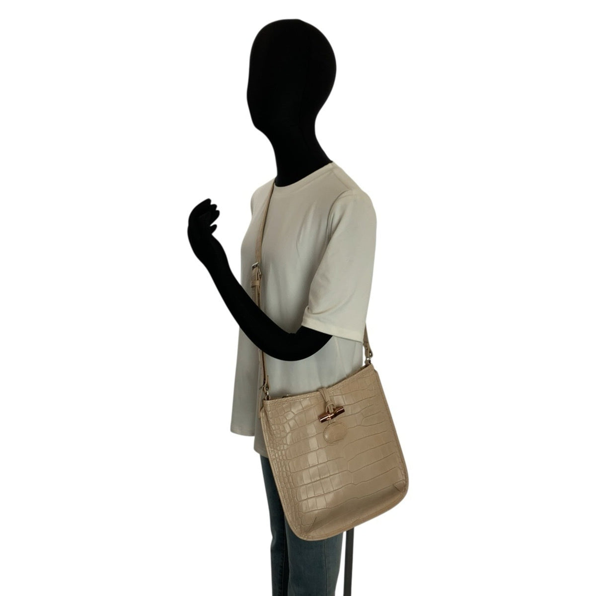 Longchamp Beige Leather Pochette Shoulder Bag (Pre-Owned)