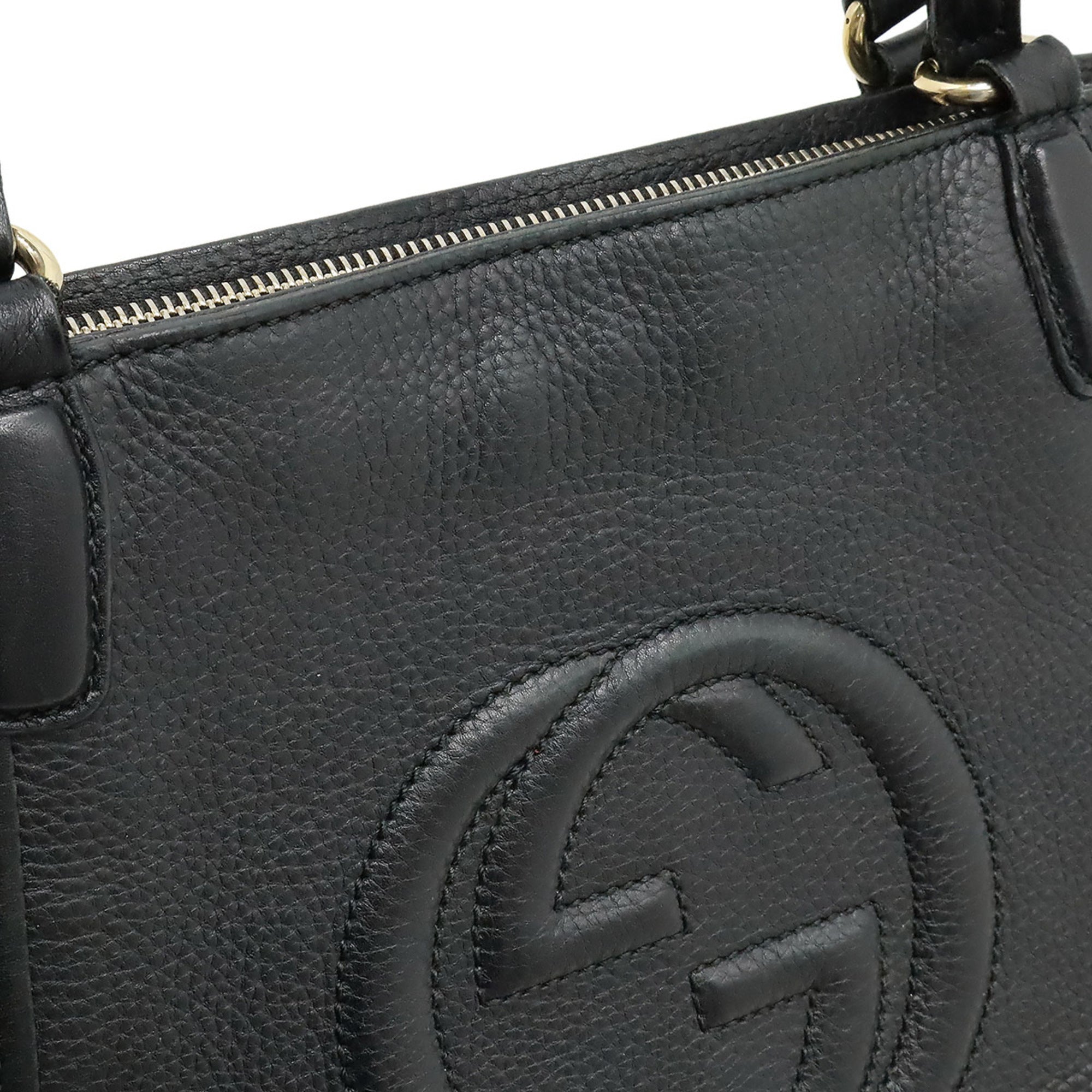 Gucci Black Yellow Leather Shoulder Bag Tote Bag (Pre-Owned)