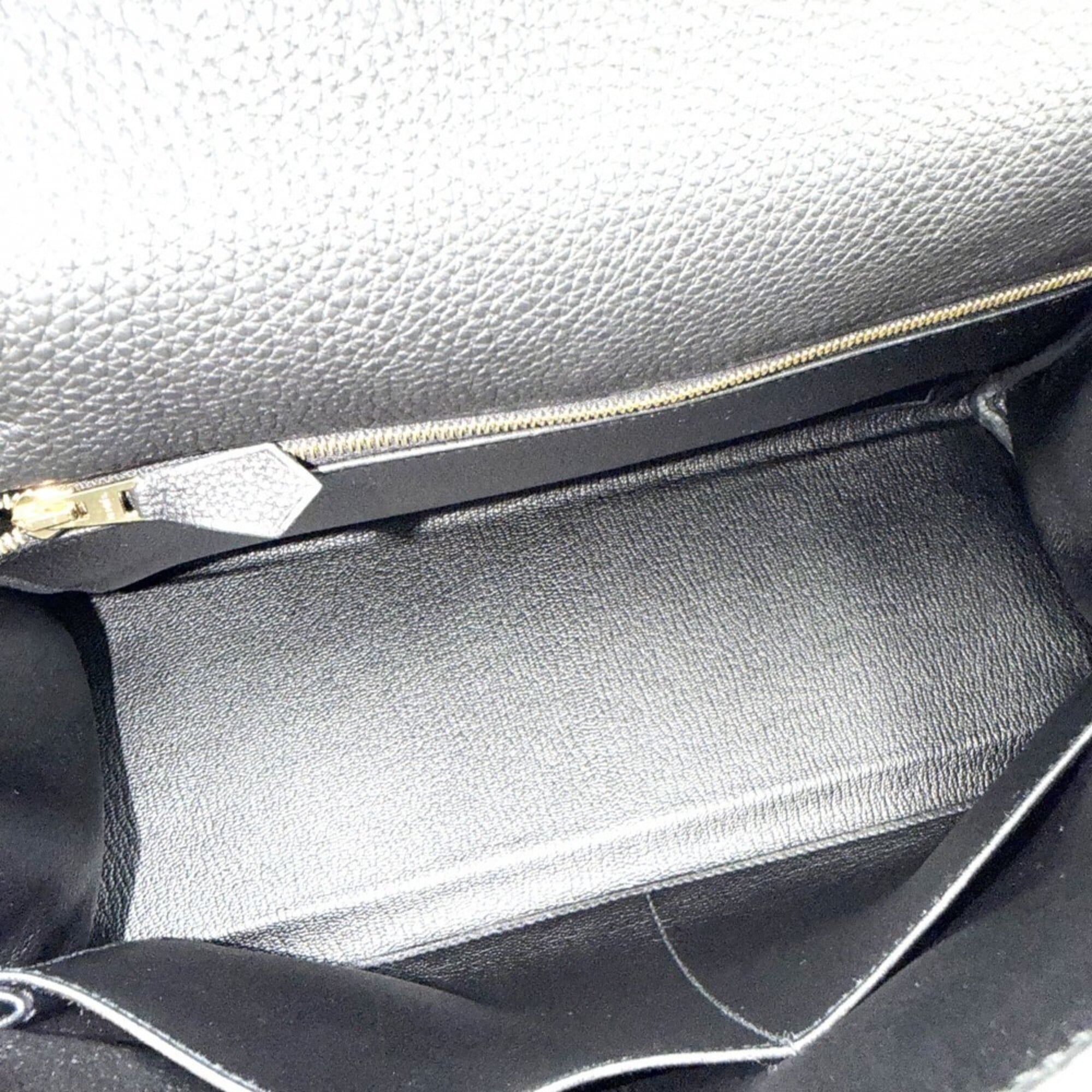 Hermes Black Leather Handbag Shoulder Bag (Pre-Owned)