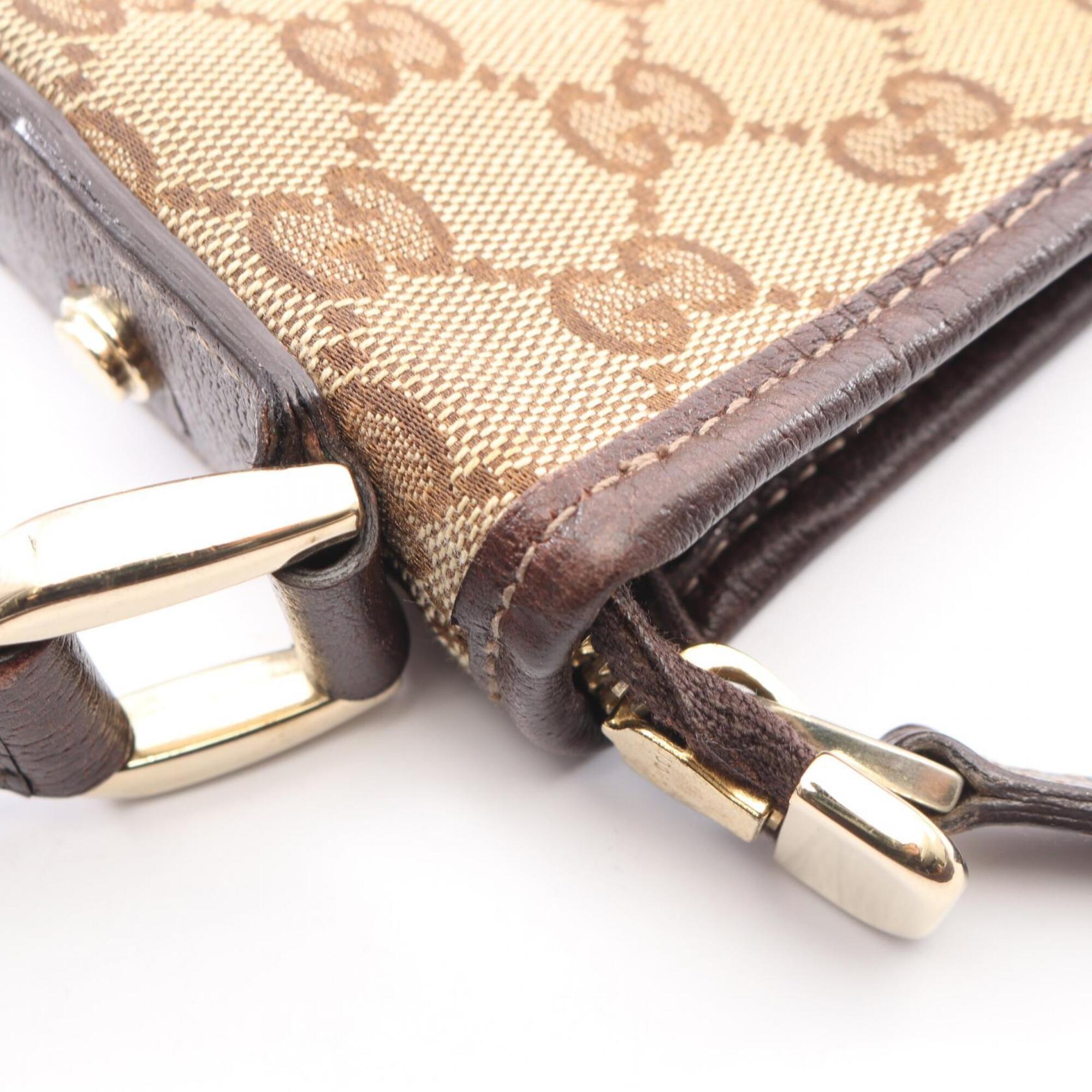 Gucci Beige Brown Canvas Leather Handbag Shoulder Bag (Pre-Owned)