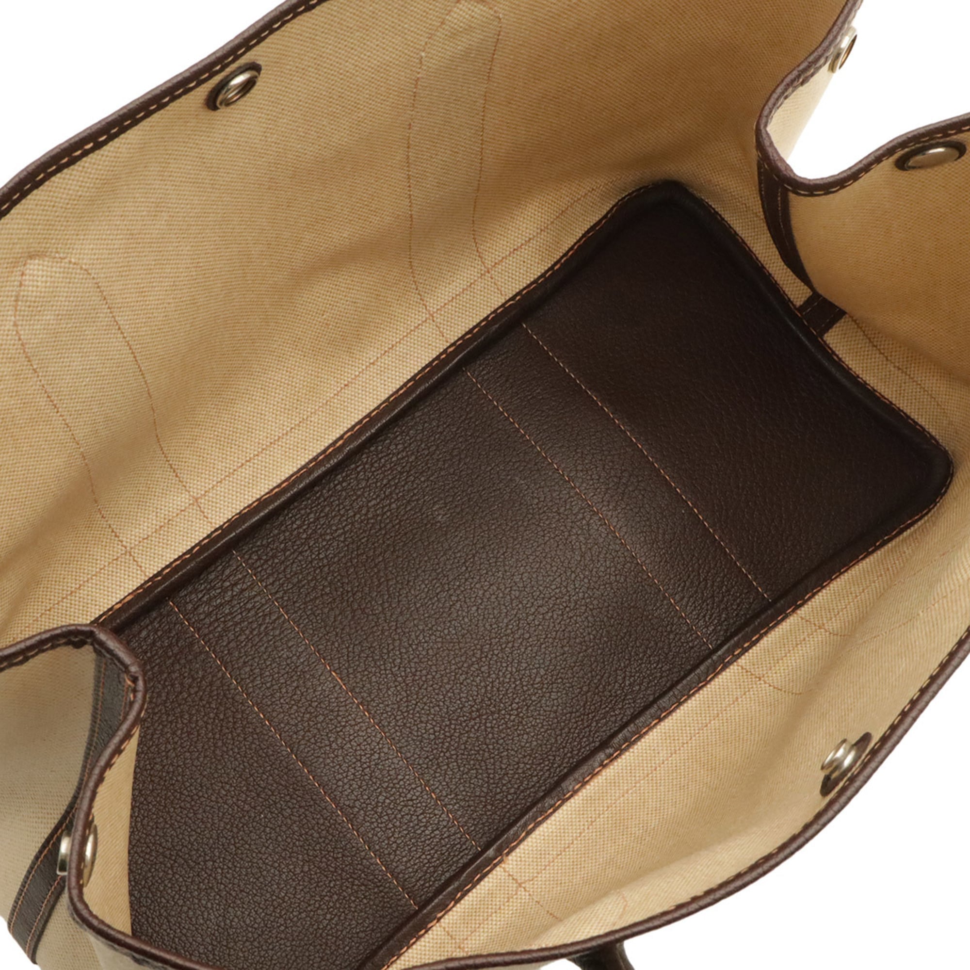 Hermes Brown Dark Brown Natural Toile H Shoulder Bag Tote Bag (Pre-Owned)