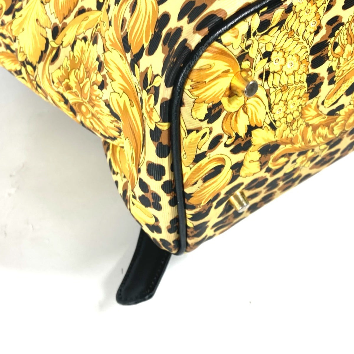 Versace Black Yellow Pvc Leather Backpack (Pre-Owned)