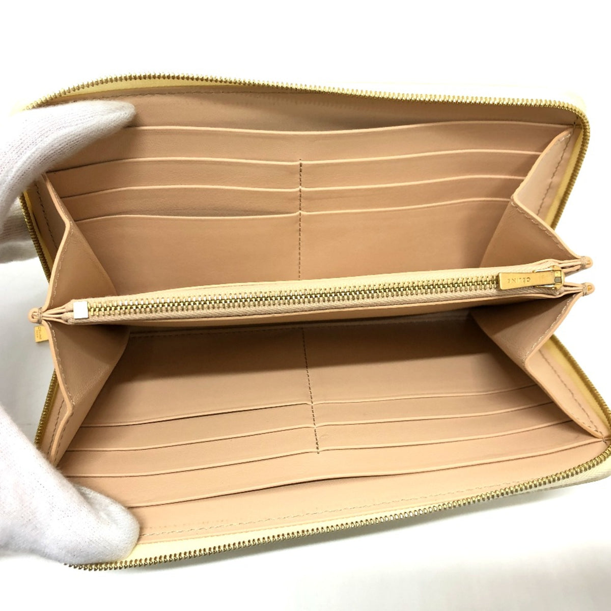 Celine Beige Leather Long Wallet (Bi-Fold) (Pre-Owned)