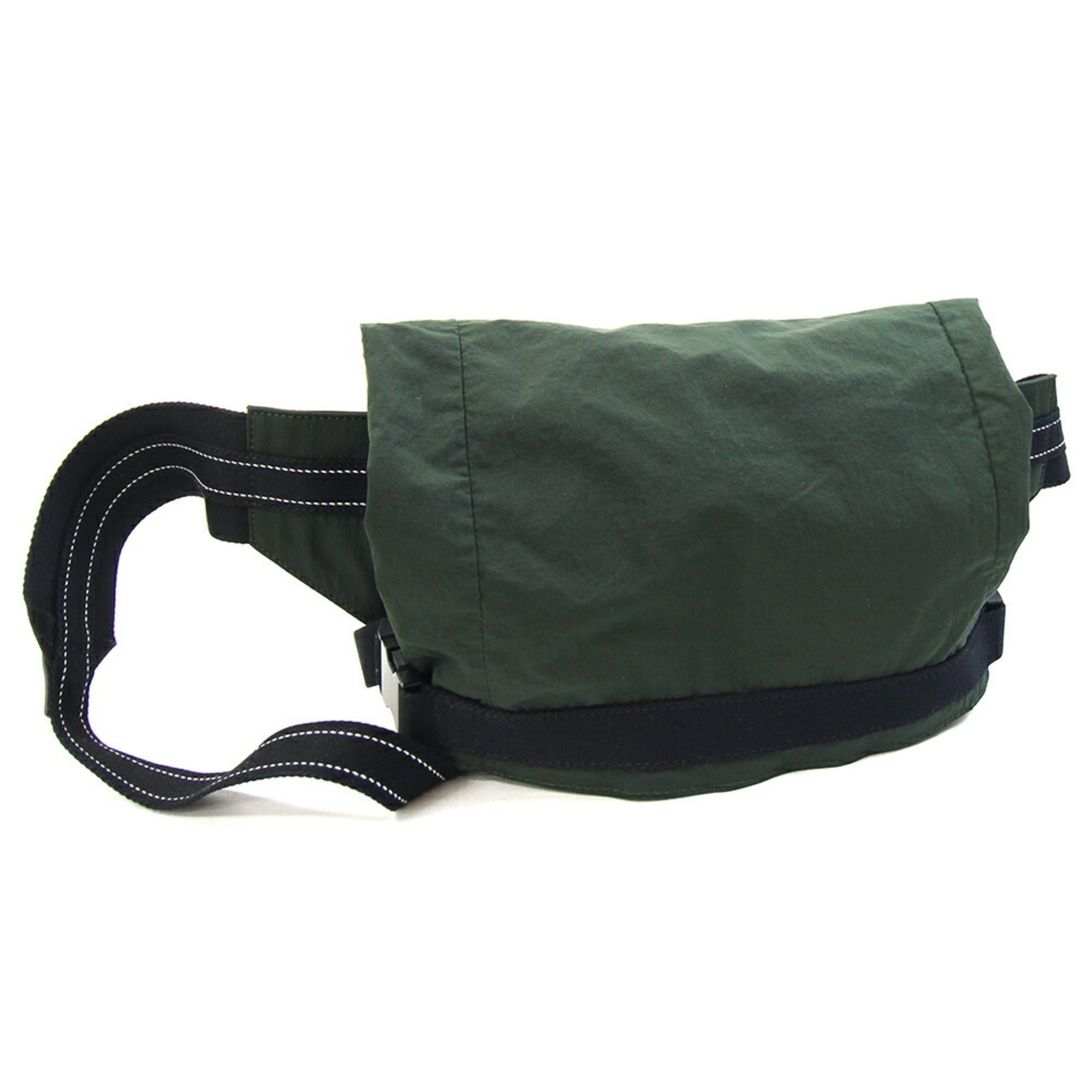 Bottega Veneta Black Dark Green Nylon Leather Fanny Pack Sling Bag (Pre-Owned)