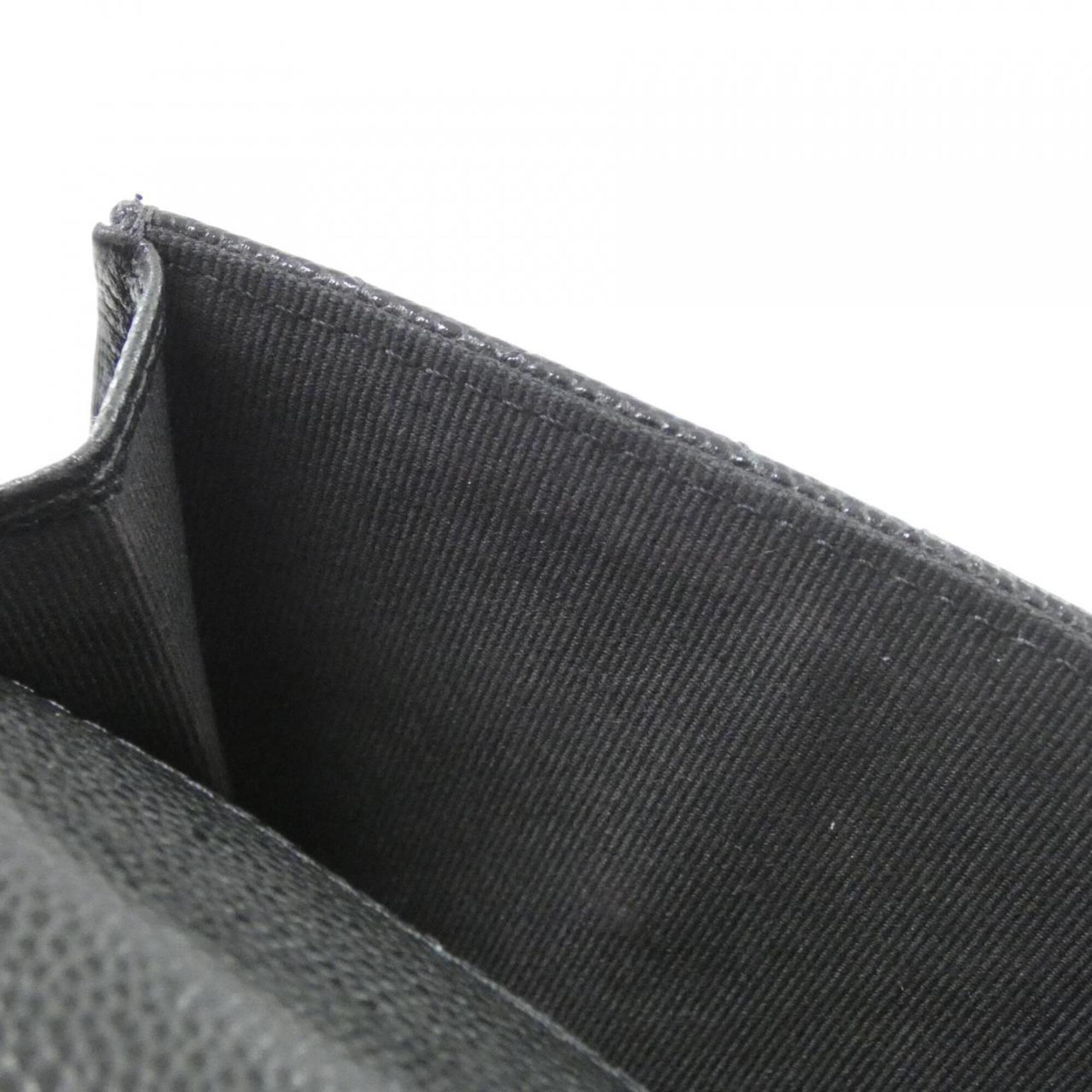 Chanel Black Bordeaux Grained Calfskin Wallet (Tri-Fold) (Pre-Owned)