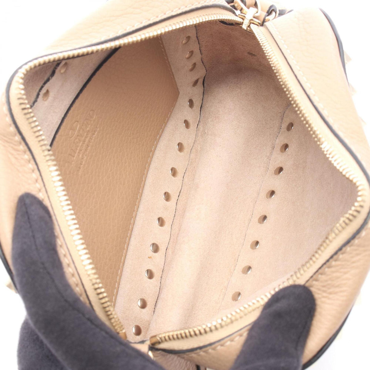 Valentino Beige Leather Handbag Shoulder Bag (Pre-Owned)