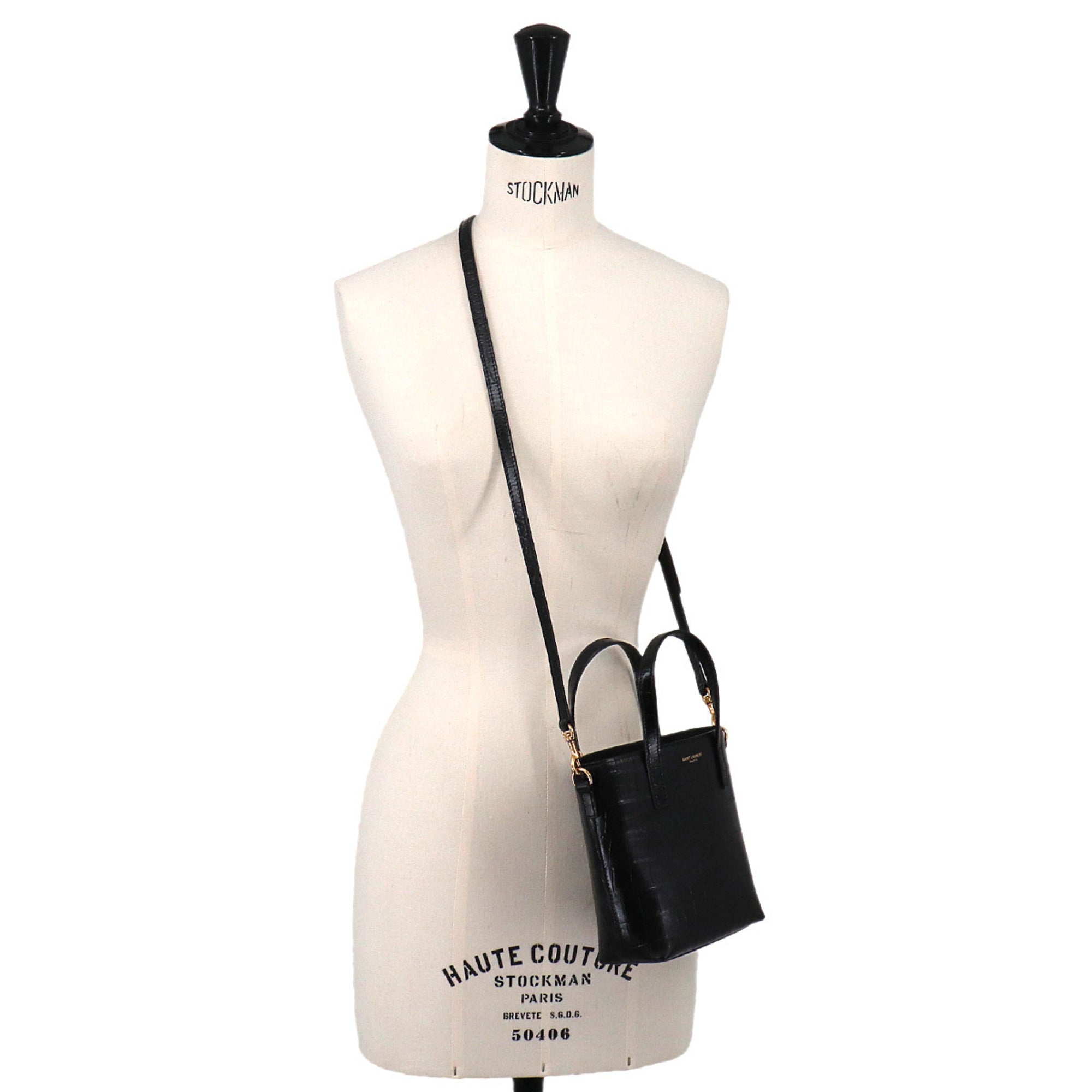 Saint Laurent Black Leather Handbag Tote Bag (Pre-Owned)