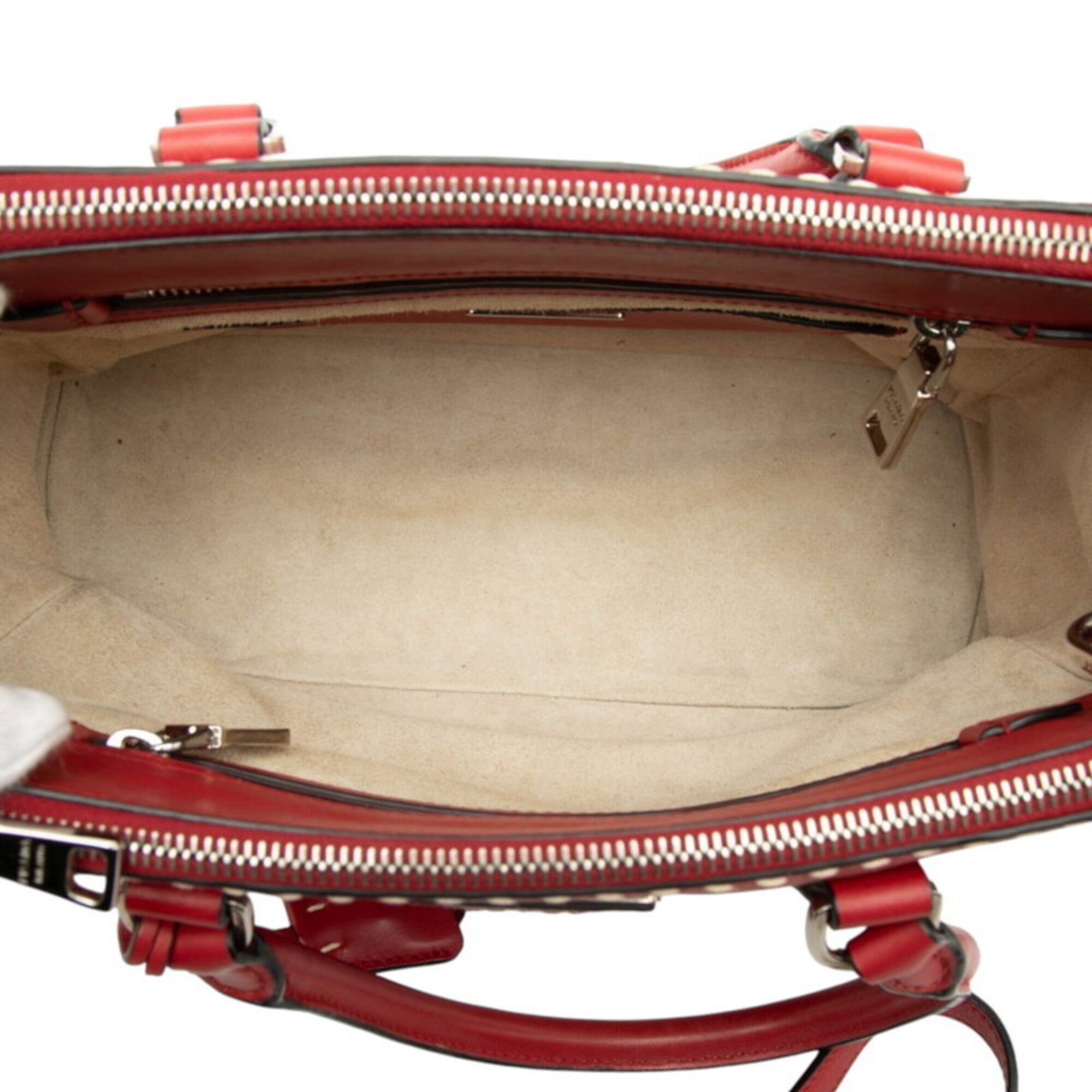 Prada Red Color Leather Handbag Shoulder Bag (Pre-Owned)