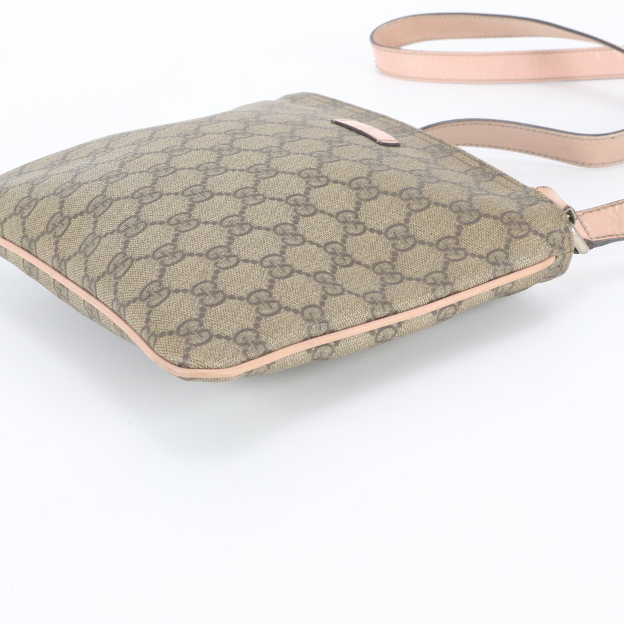 Gucci Beige Leather Coated Canvas Handbag Shoulder Bag Tote Bag (Pre-Owned)