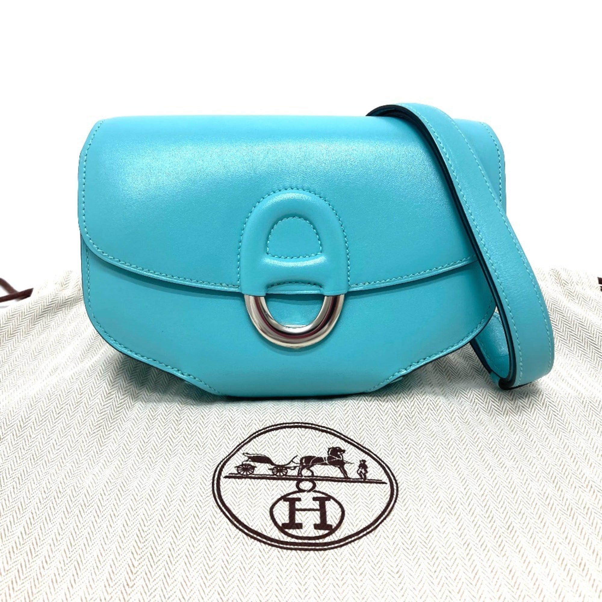 Hermes Blue Blue Atoll Tadelakt Leather Handbag Shoulder Bag (Pre-Owned)