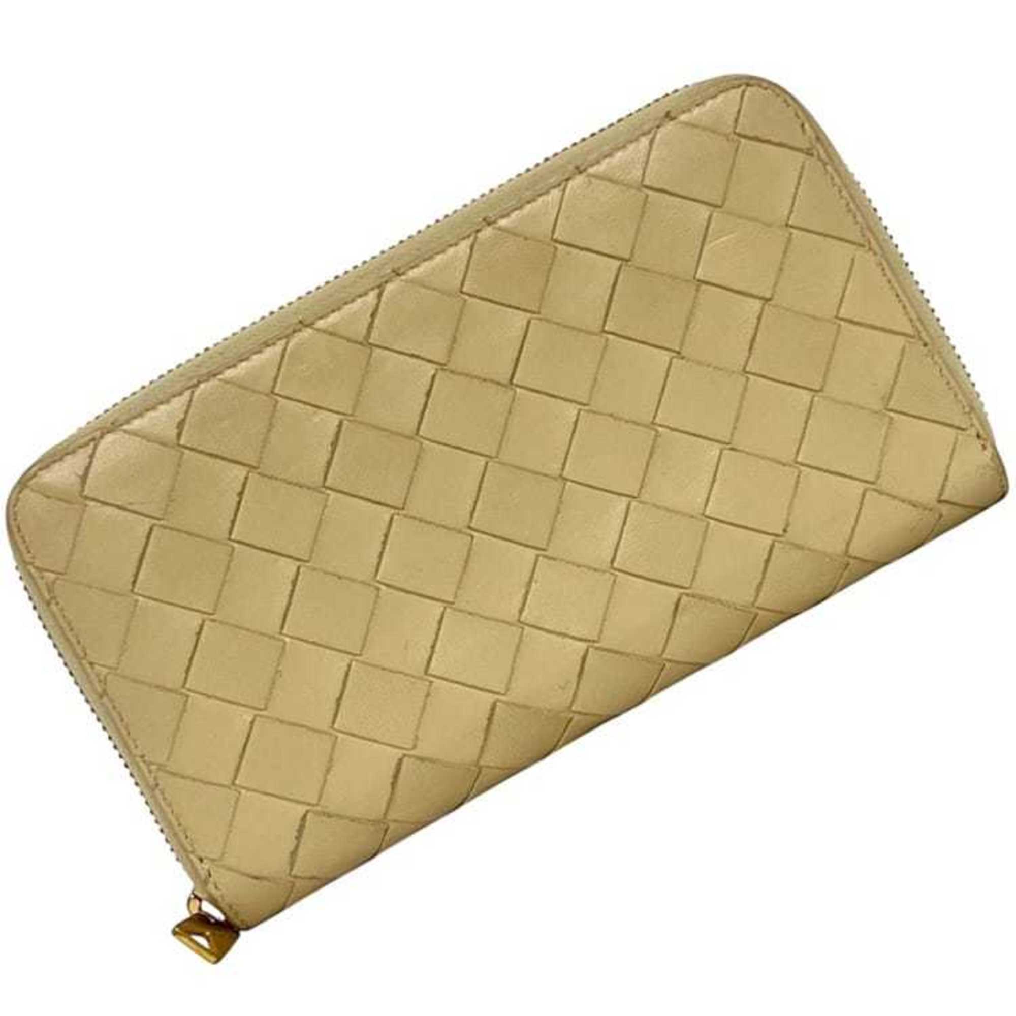 Bottega Veneta Beige Intrecciato Long Wallet (Bi-Fold) (Pre-Owned)