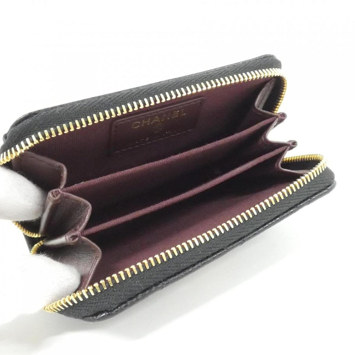Chanel Black Grained Calfskin Coin Purse/Coin Case (Pre-Owned)