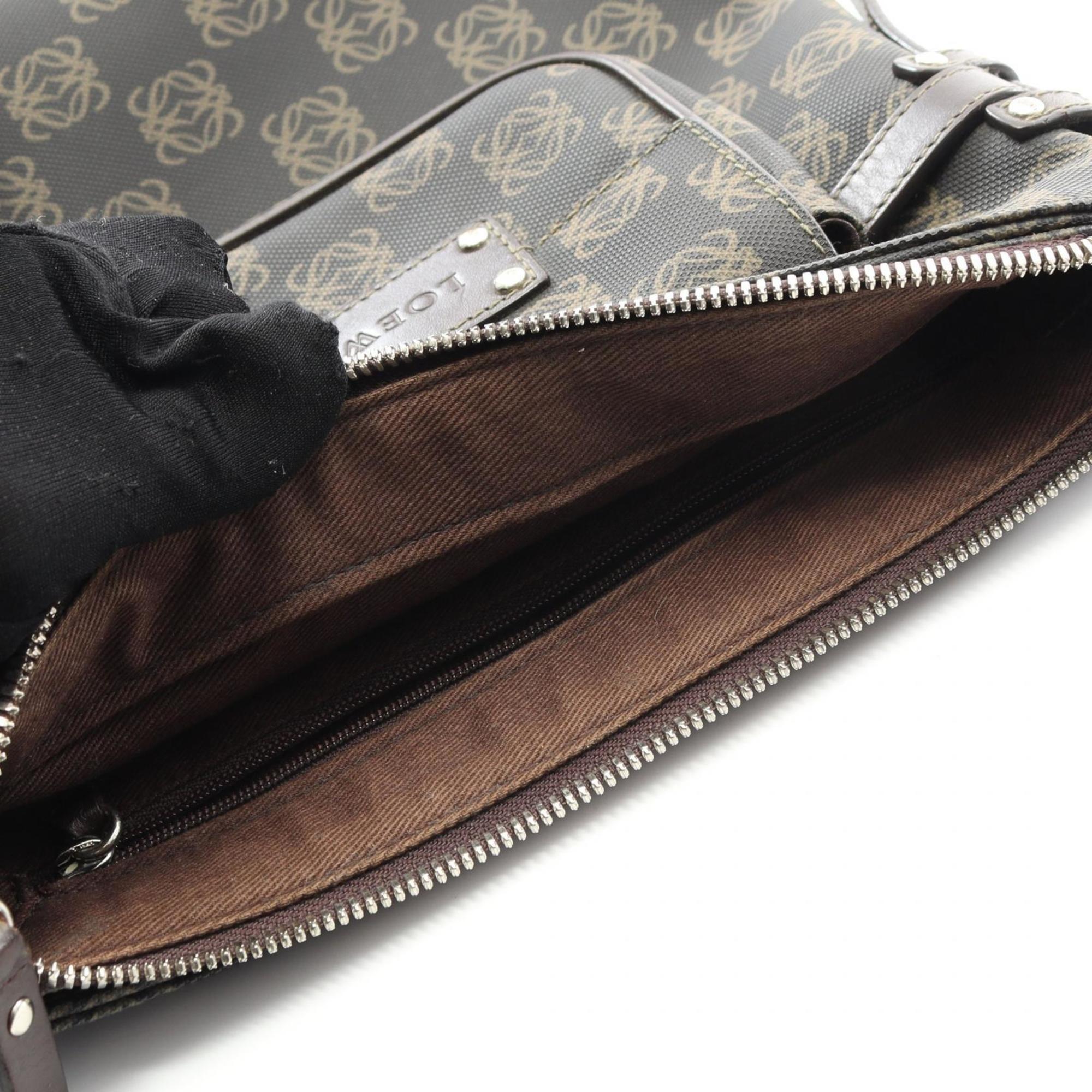 Loewe Black Brown Coated Canvas Leather Shoulder Bag (Pre-Owned)