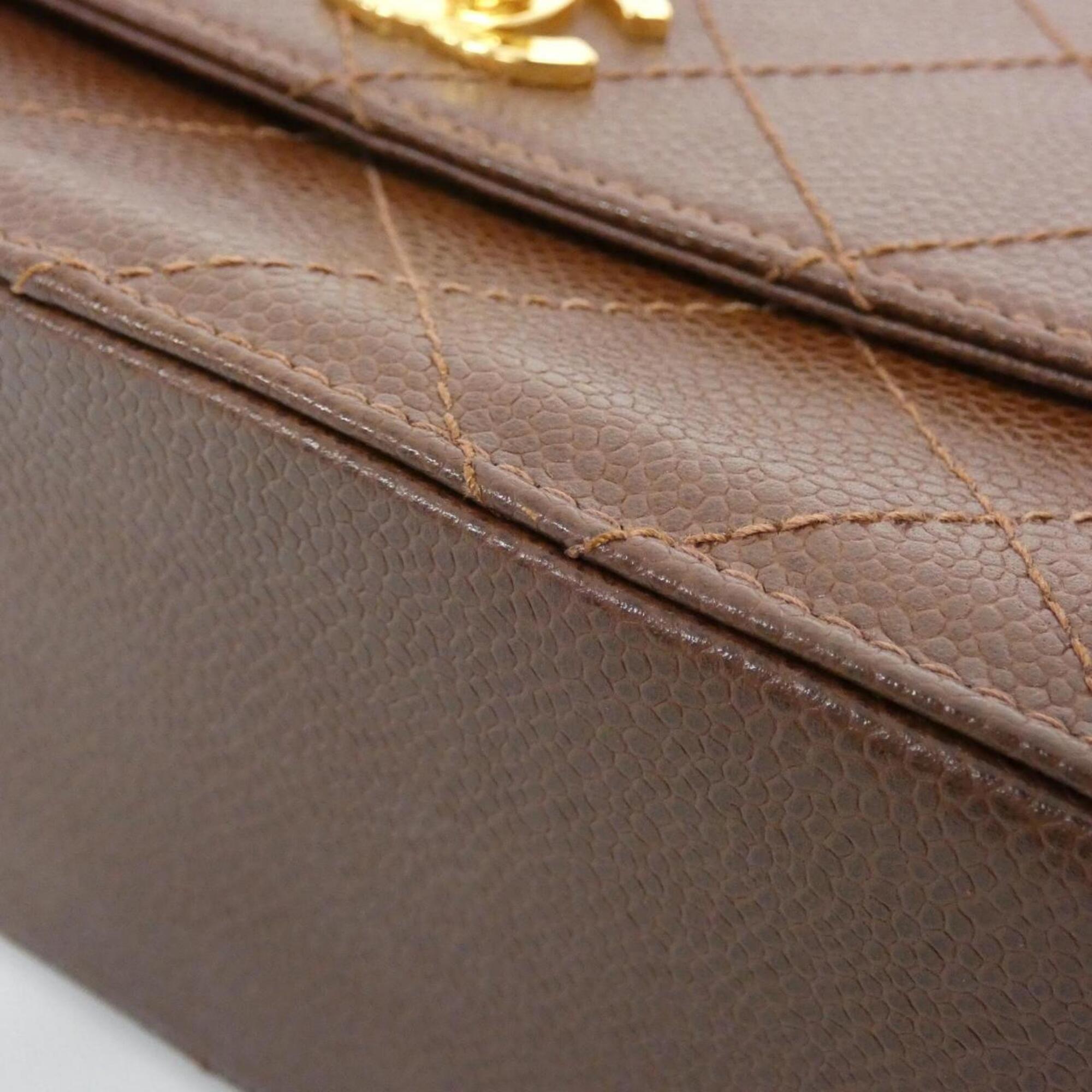 Chanel Dark Brown Grained Calfskin Shoulder Bag (Pre-Owned)