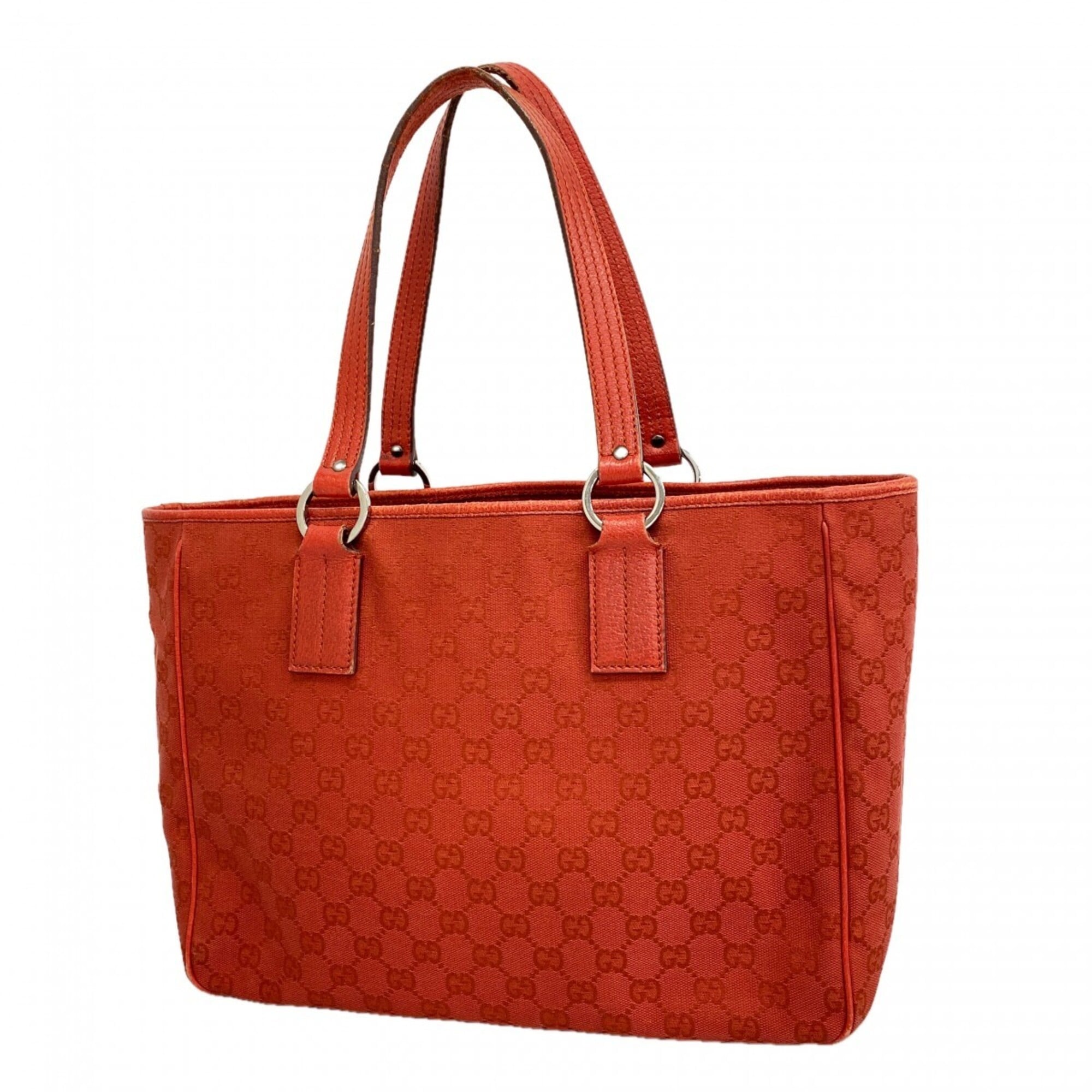 Gucci Red Color Canvas Tote Bag (Pre-Owned)
