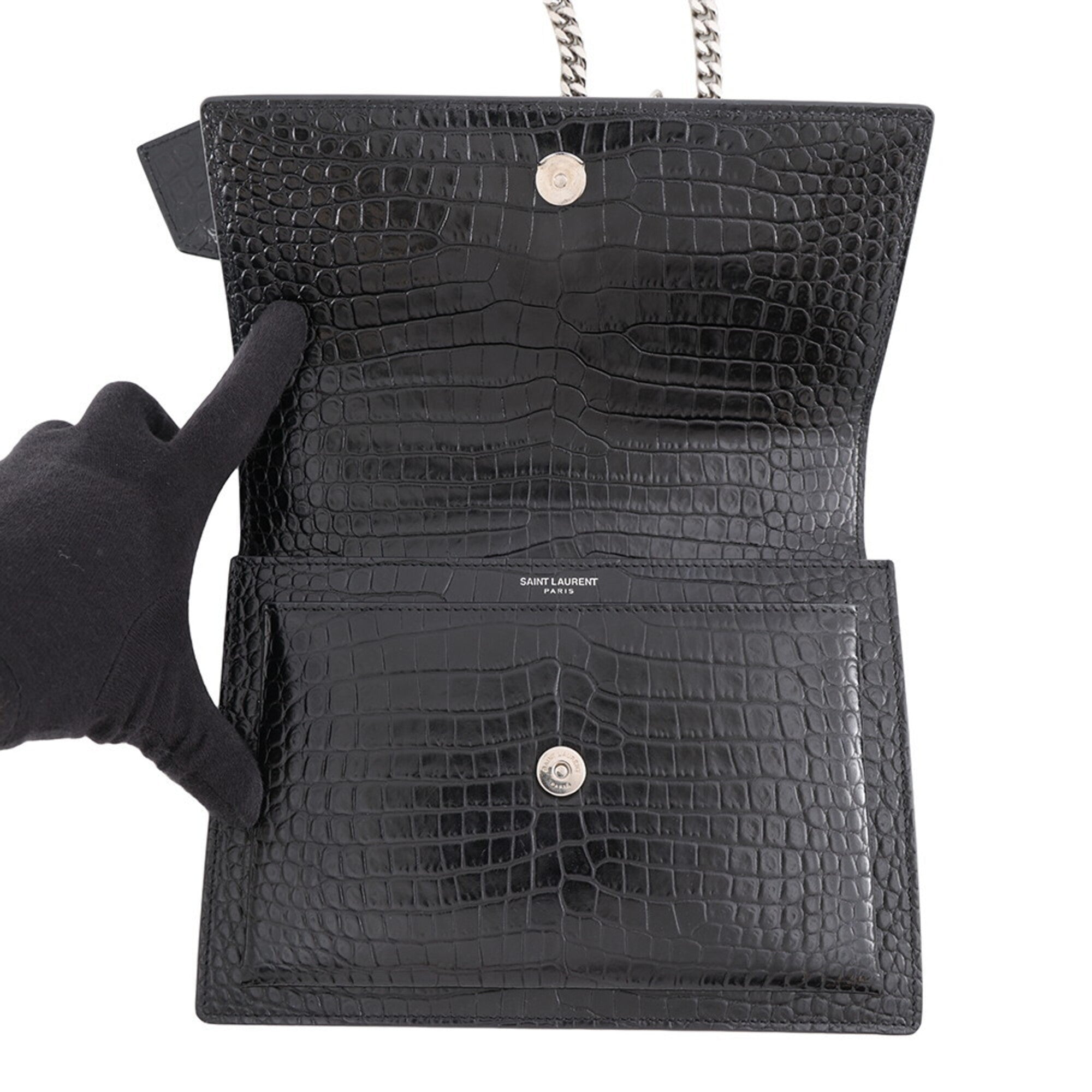 Yves Saint Laurent Black Leather Handbag Shoulder Bag (Pre-Owned)