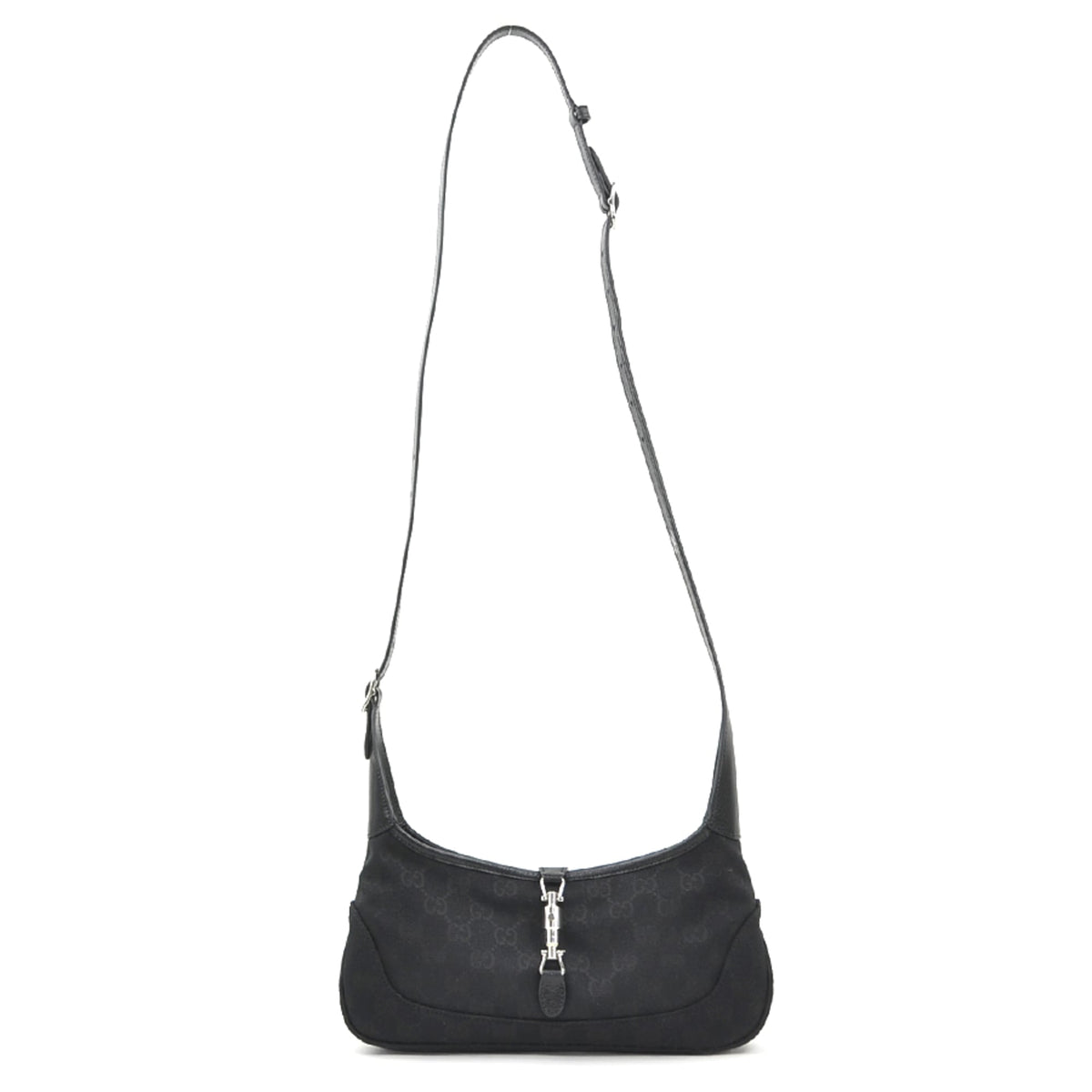 Gucci Black Gg Canvas Leather Handbag (Pre-Owned)