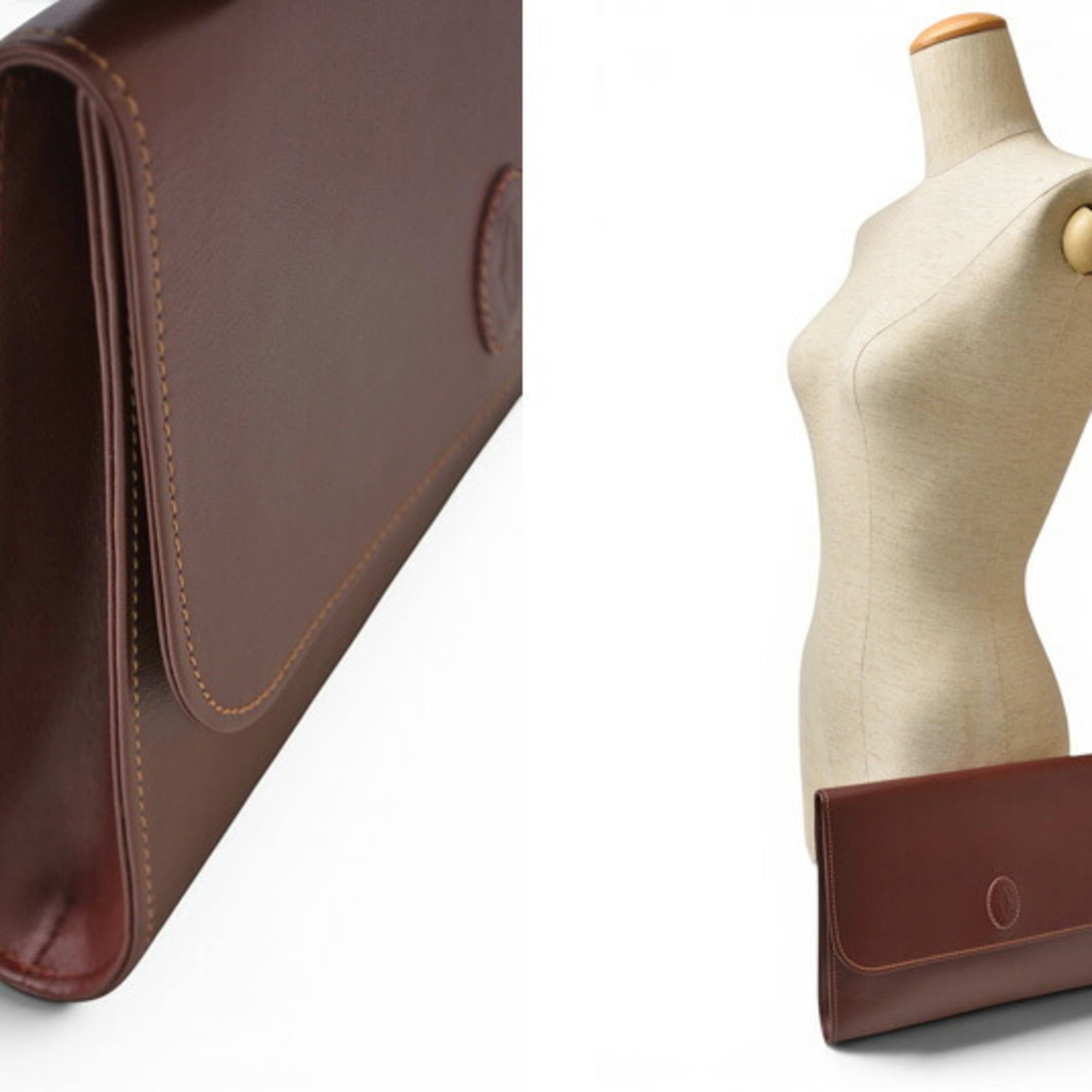 Cartier Must Bordeaux Leather Clutch Bag (Pre-Owned)