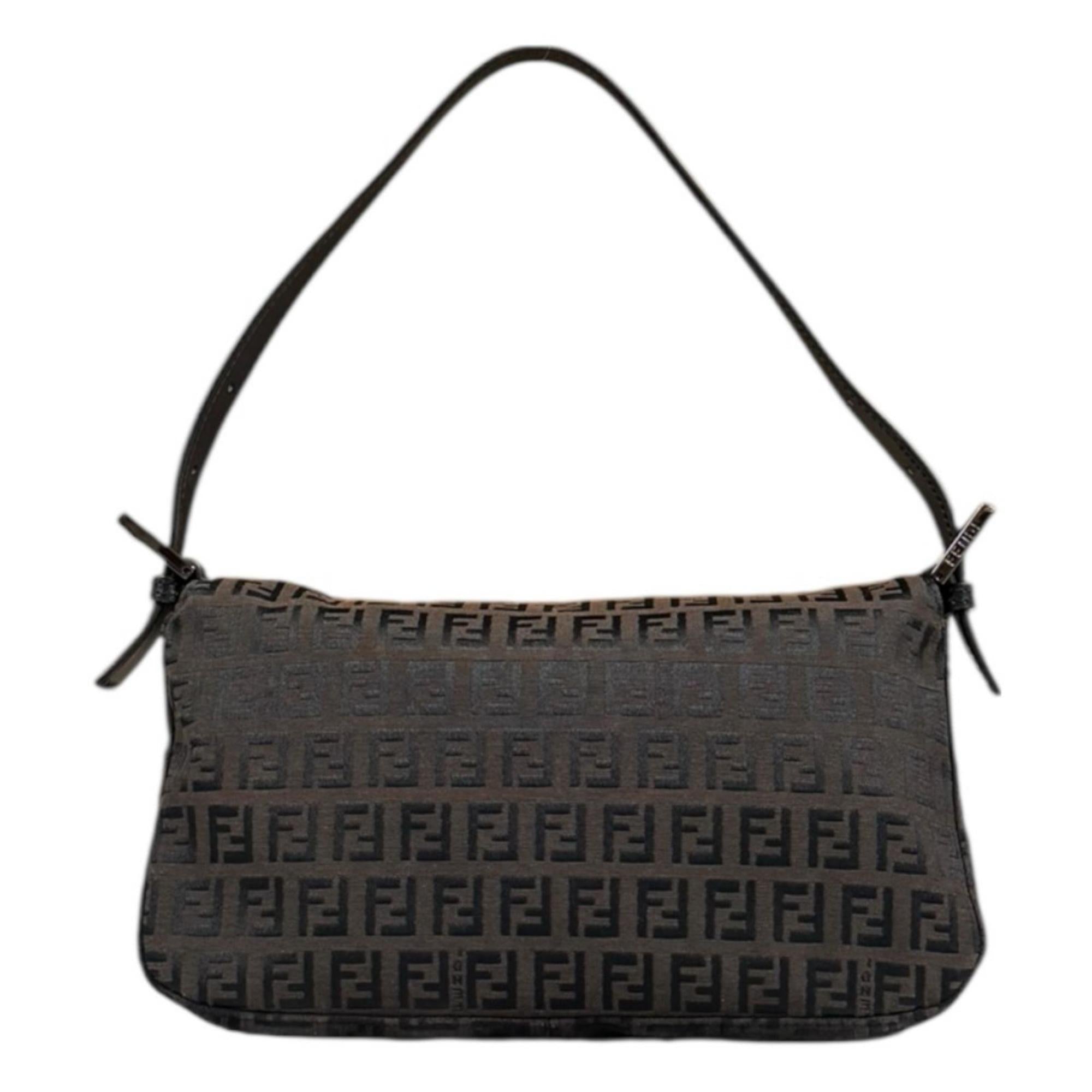 Fendi Brown Canvas Leather Handbag (Pre-Owned)