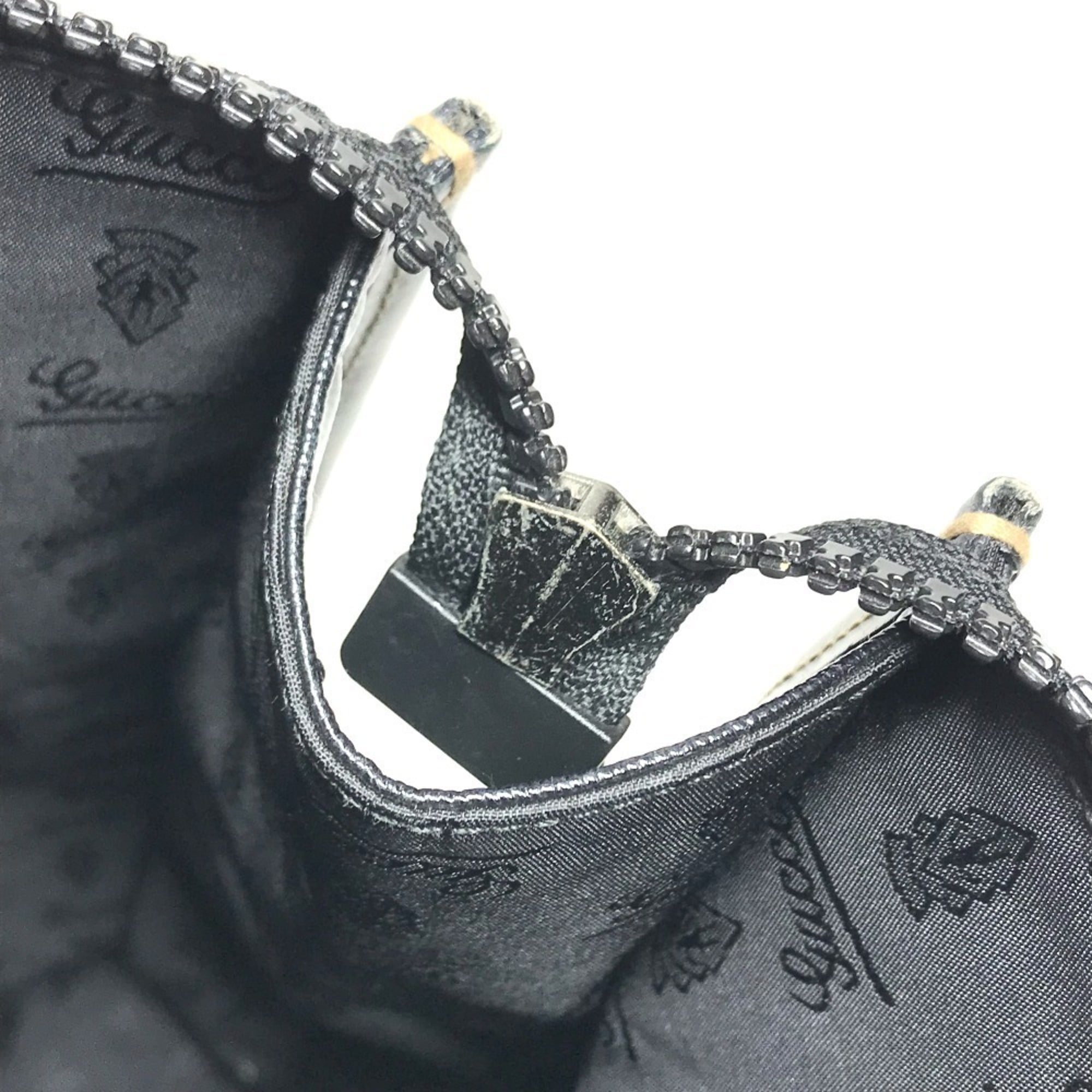 Gucci Hysteria Black Leather Coated Canvas Shoulder Bag Tote Bag (Pre-Owned)