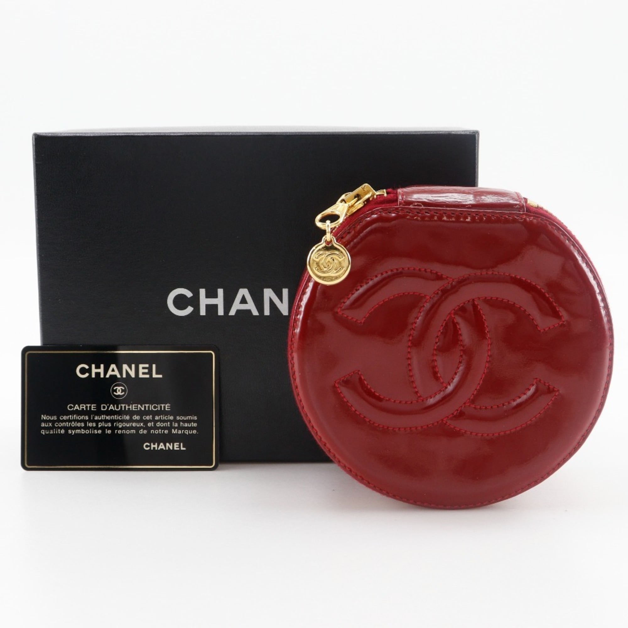 Chanel Red Color Leather Pouch (Pre-Owned)