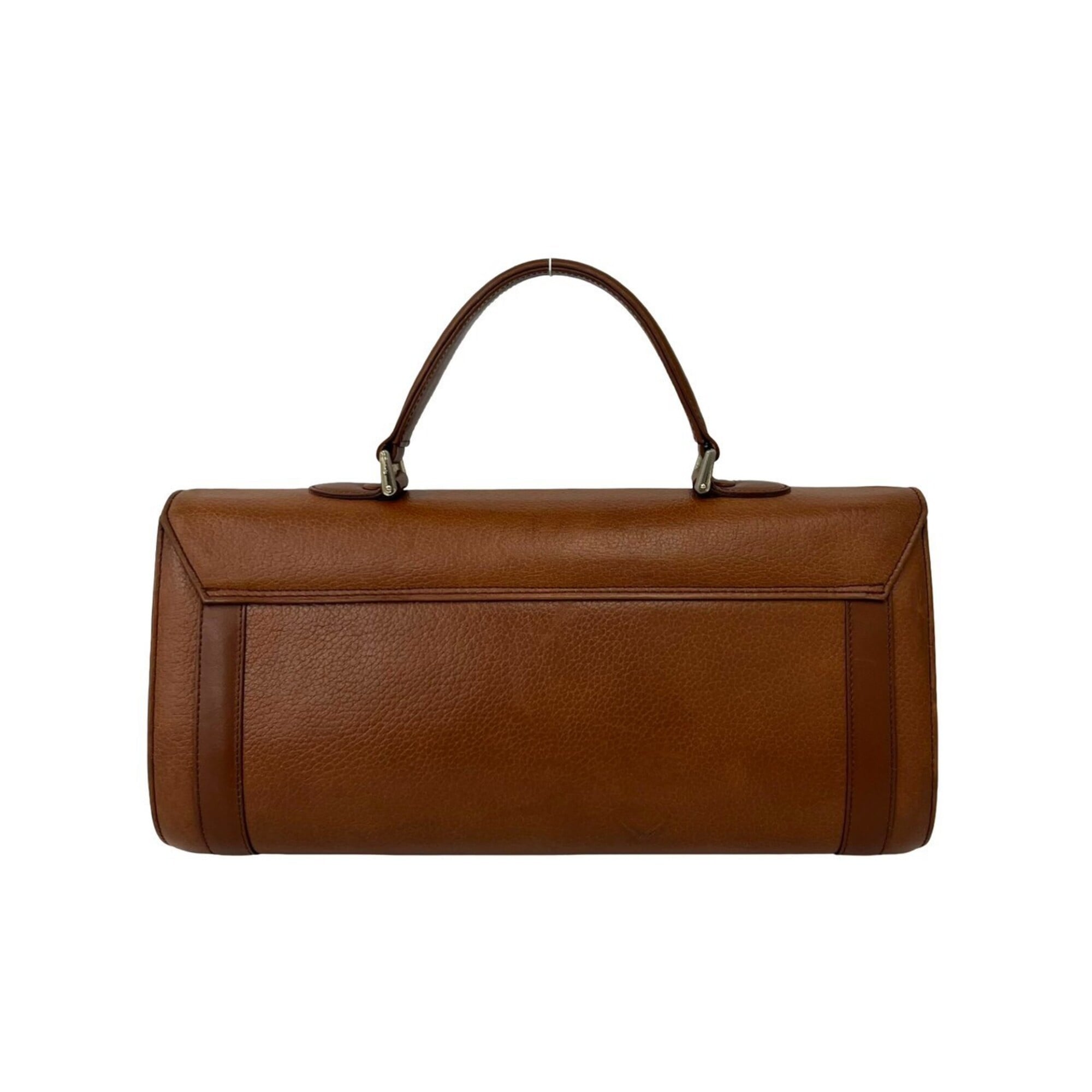Burberry Brown Leather Boston Bag Handbag (Pre-Owned)