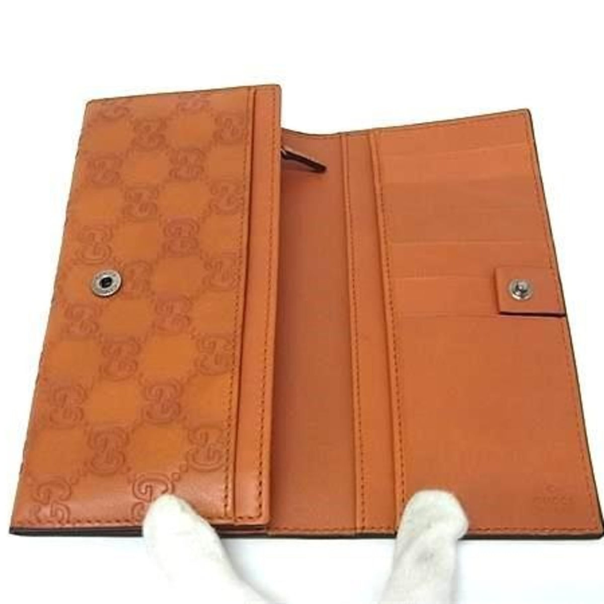 Gucci Brown Orange Leather Long Wallet (Bi-Fold) (Pre-Owned)