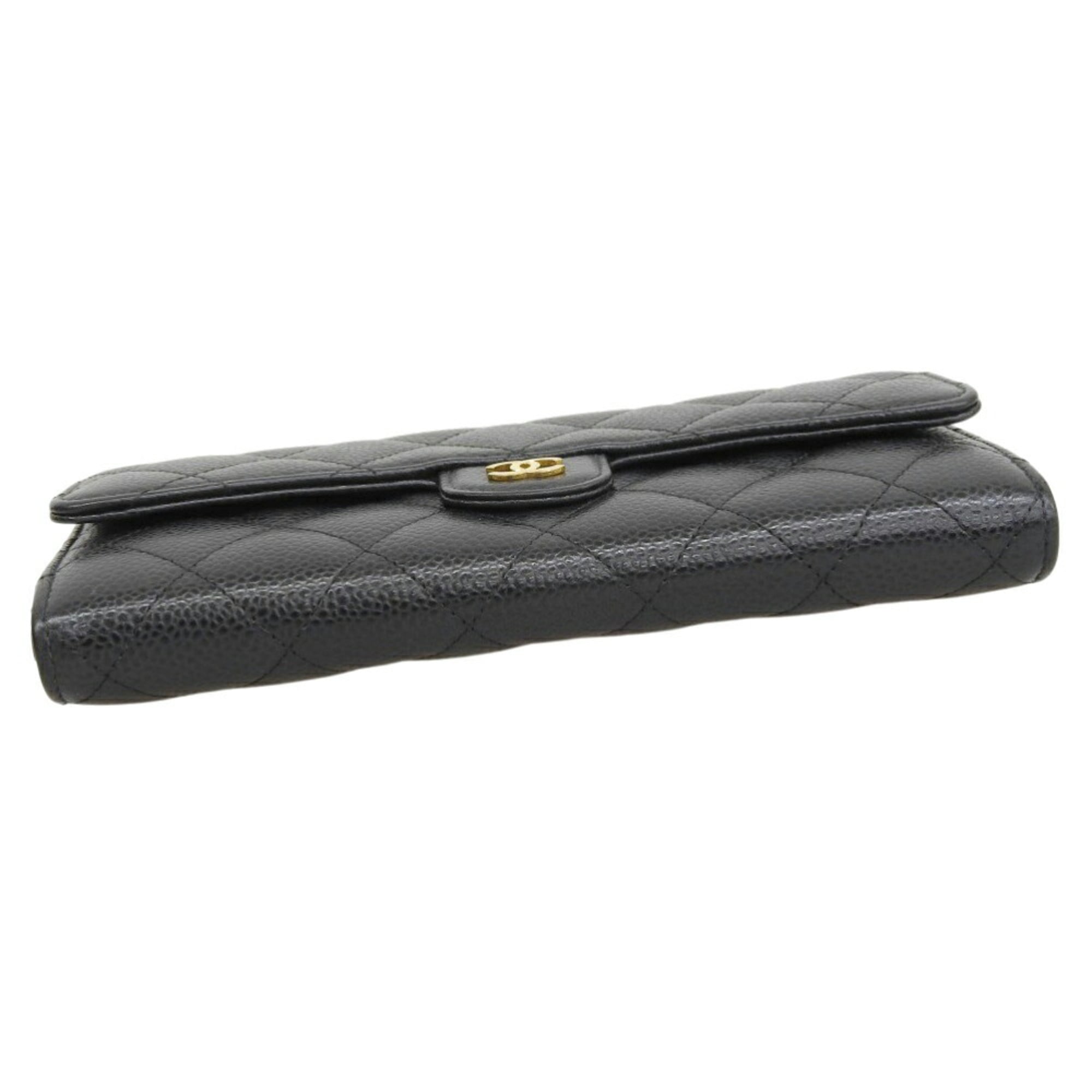 Chanel Black Grained Calfskin Chain/Shoulder Wallet (Pre-Owned)
