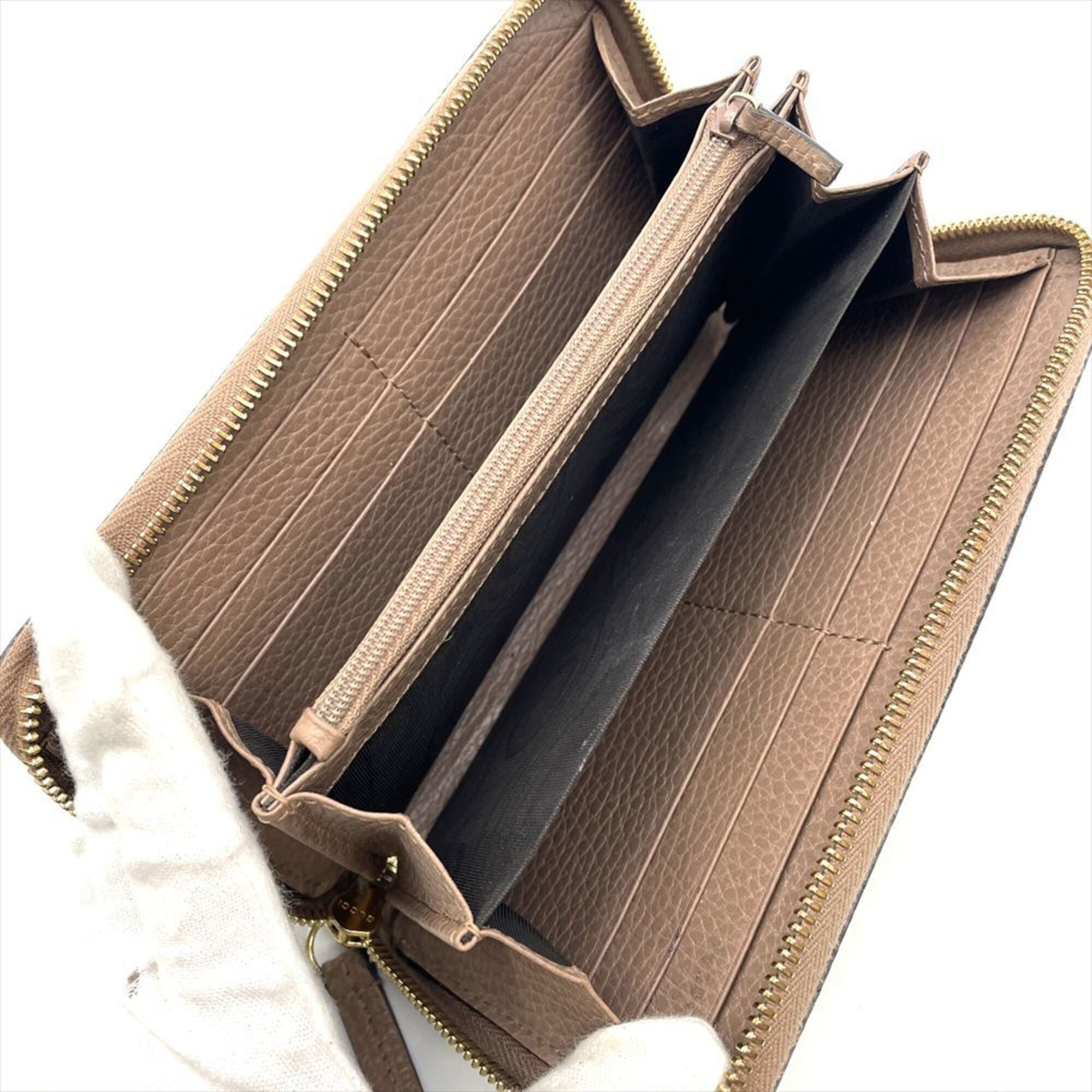 Gucci Beige Gg Leather Pvc Long Wallet (Bi-Fold) (Pre-Owned)