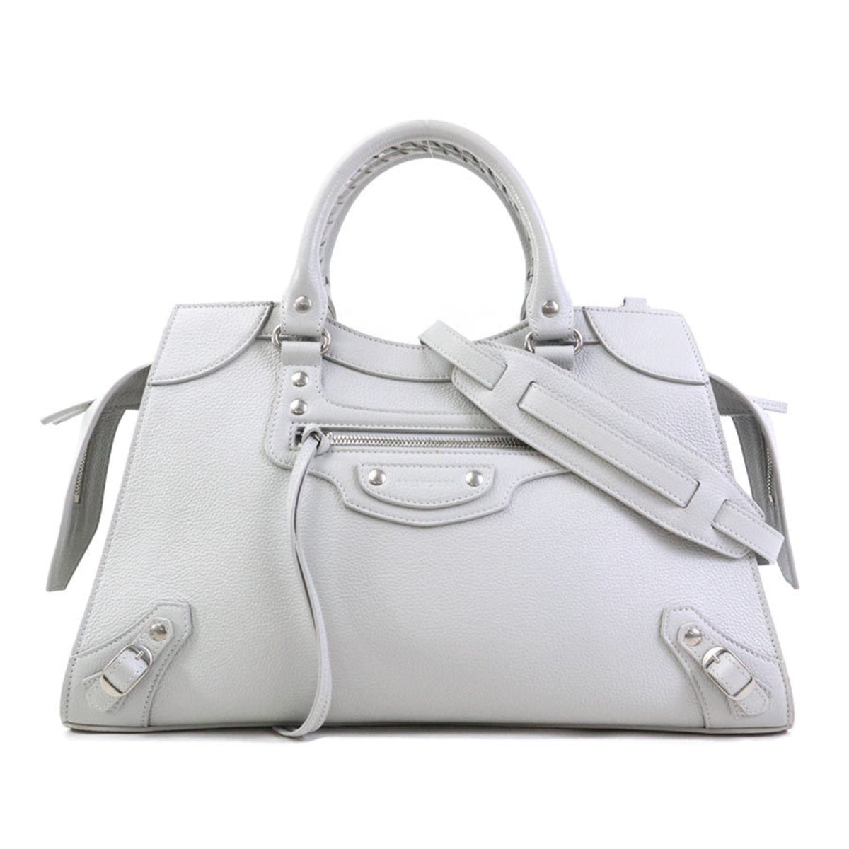 Balenciaga Light Gray Leather Handbag Shoulder Bag (Pre-Owned)