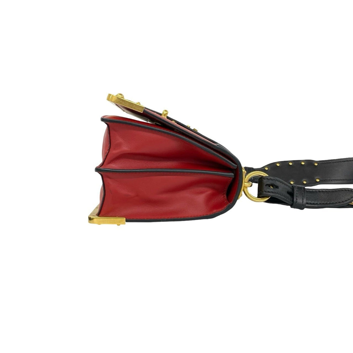 Prada Black Gold Red Color Leather Pochette Shoulder Bag (Pre-Owned)