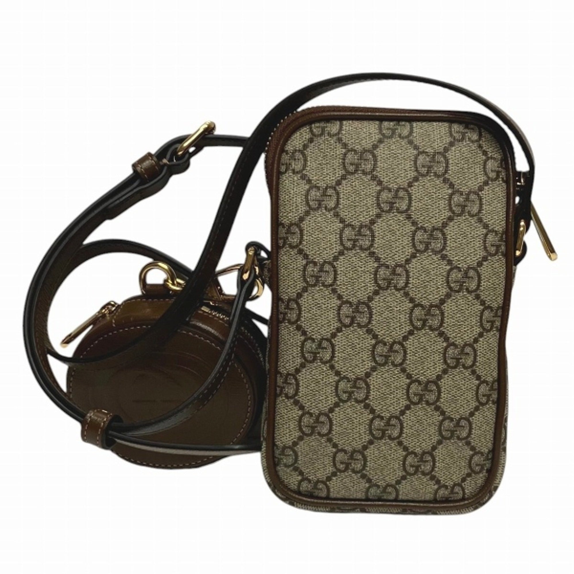 Gucci Beige Brown Gg Supreme Leather Shoulder Bag (Pre-Owned)