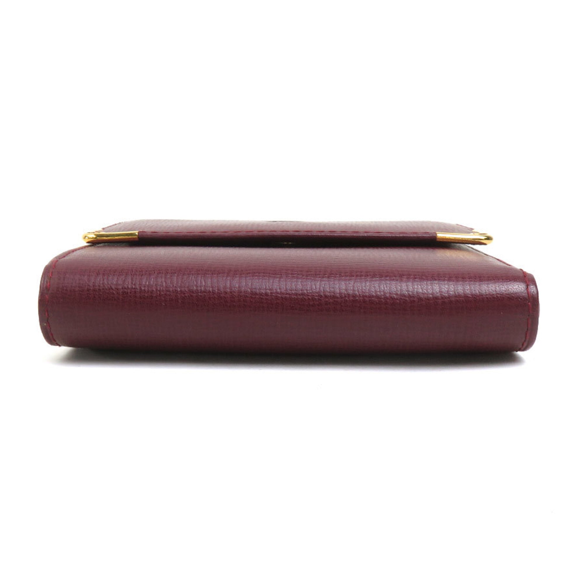 Cartier Bordeaux Leather Wallet (Tri-Fold) (Pre-Owned)