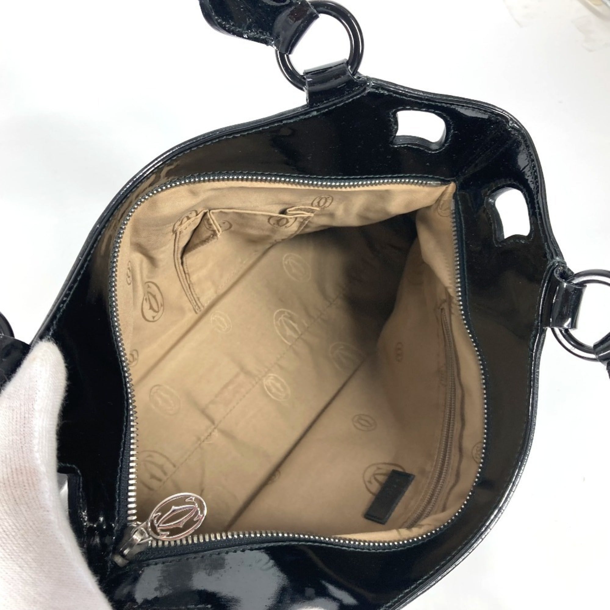 Cartier Black Leather Handbag Tote Bag (Pre-Owned)