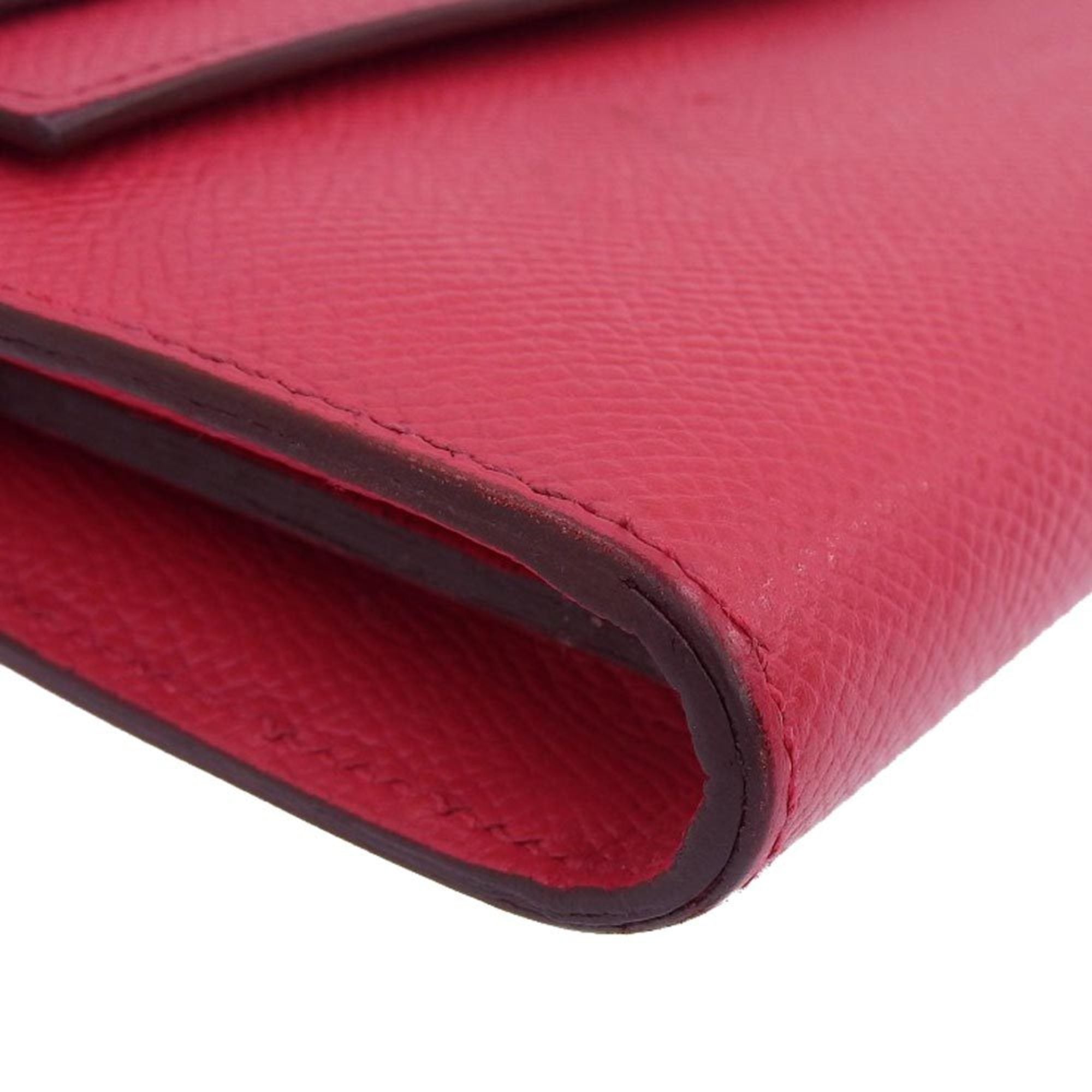 Hermes Pink Rose Red Epsom Leather Coin Purse/Coin Case (Pre-Owned)