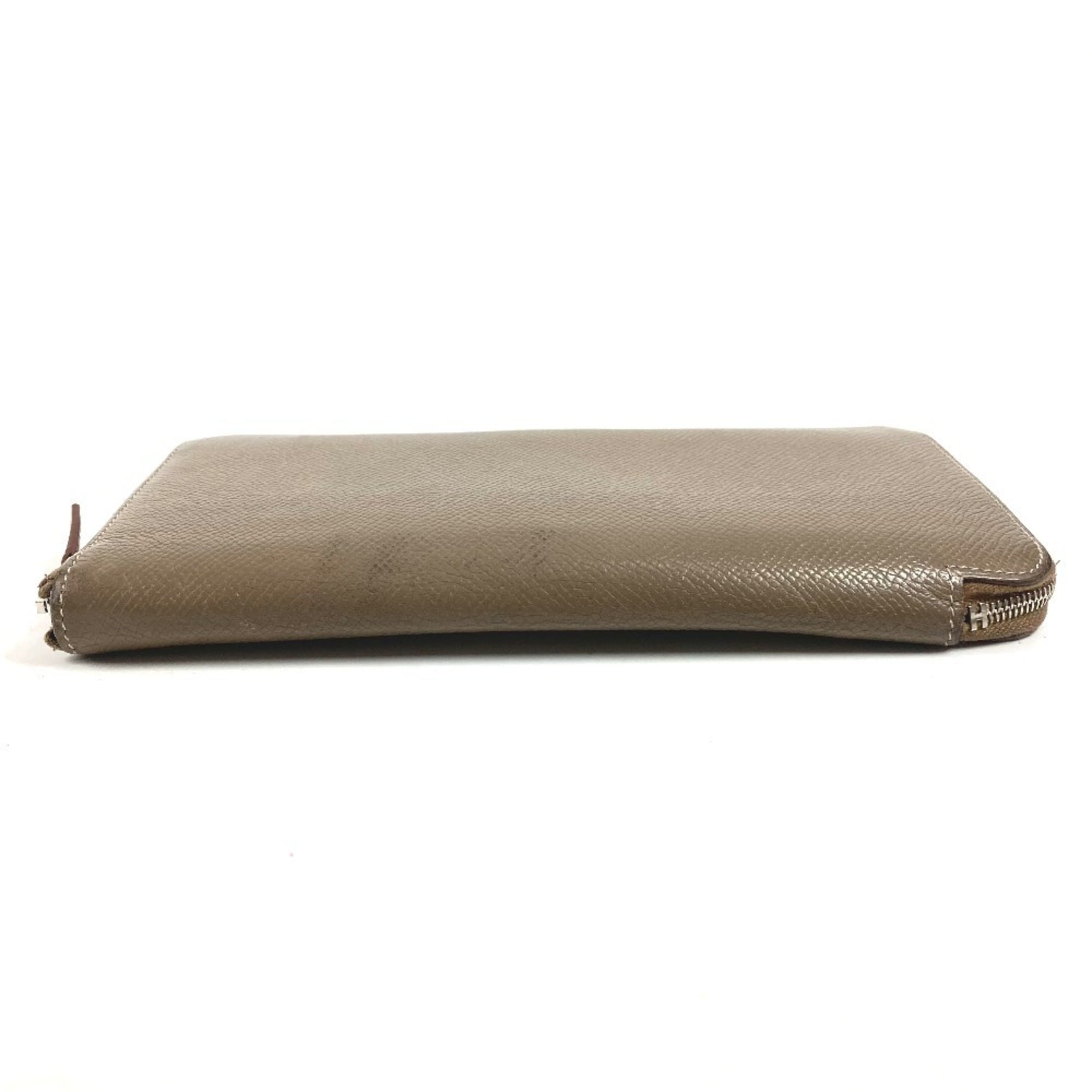 Hermes Silk'in Gray Epsom Leather Long Wallet (Bi-Fold) (Pre-Owned)