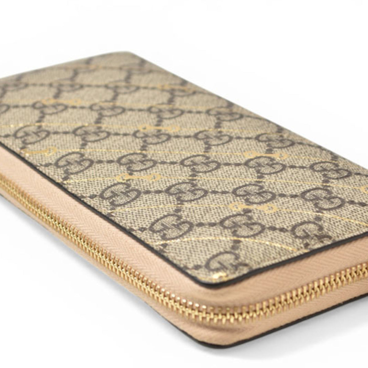 Gucci Beige Brown Gg Supreme Leather Long Wallet (Bi-Fold) (Pre-Owned)
