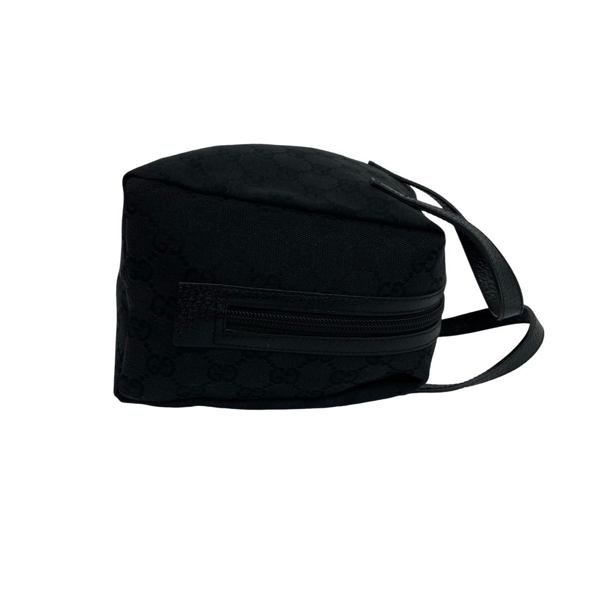 Gucci Black Canvas Leather Boston Bag Handbag Tote Bag (Pre-Owned)