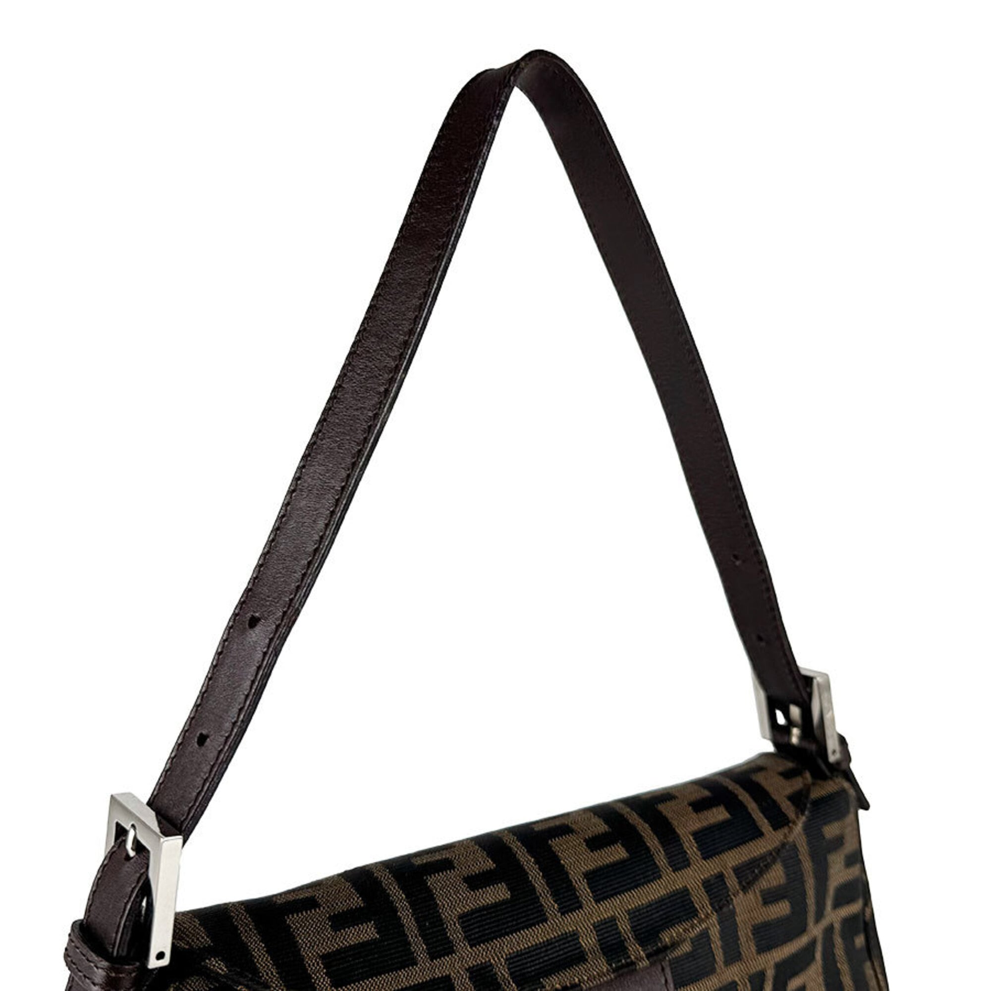Fendi Brown Nylon Canvas Leather Handbag (Pre-Owned)