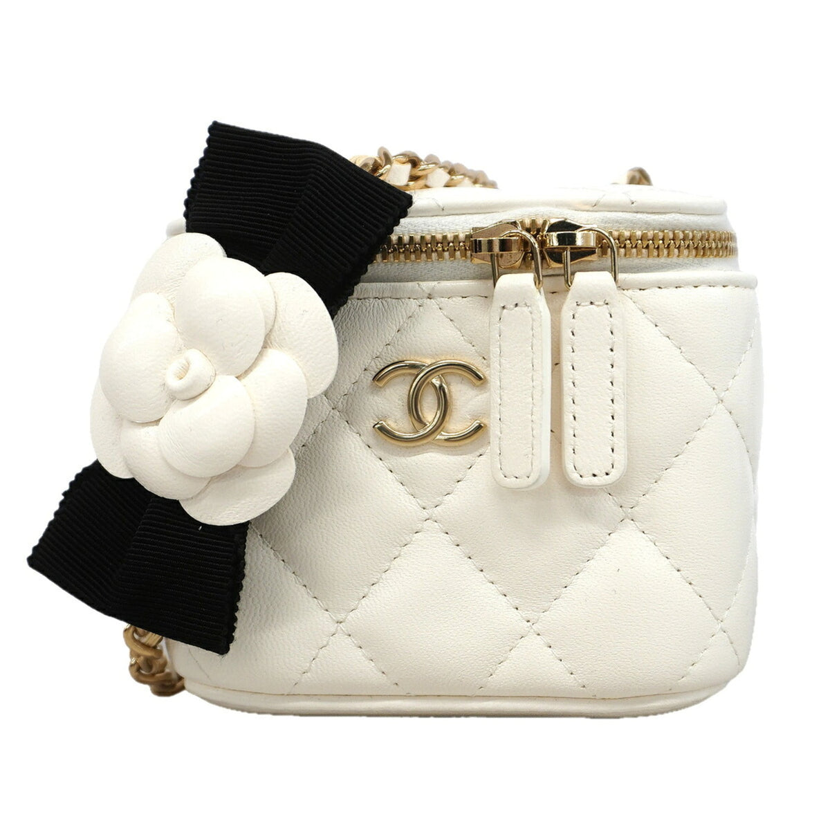 Chanel White Leather Vanity Bag (Pre-Owned)