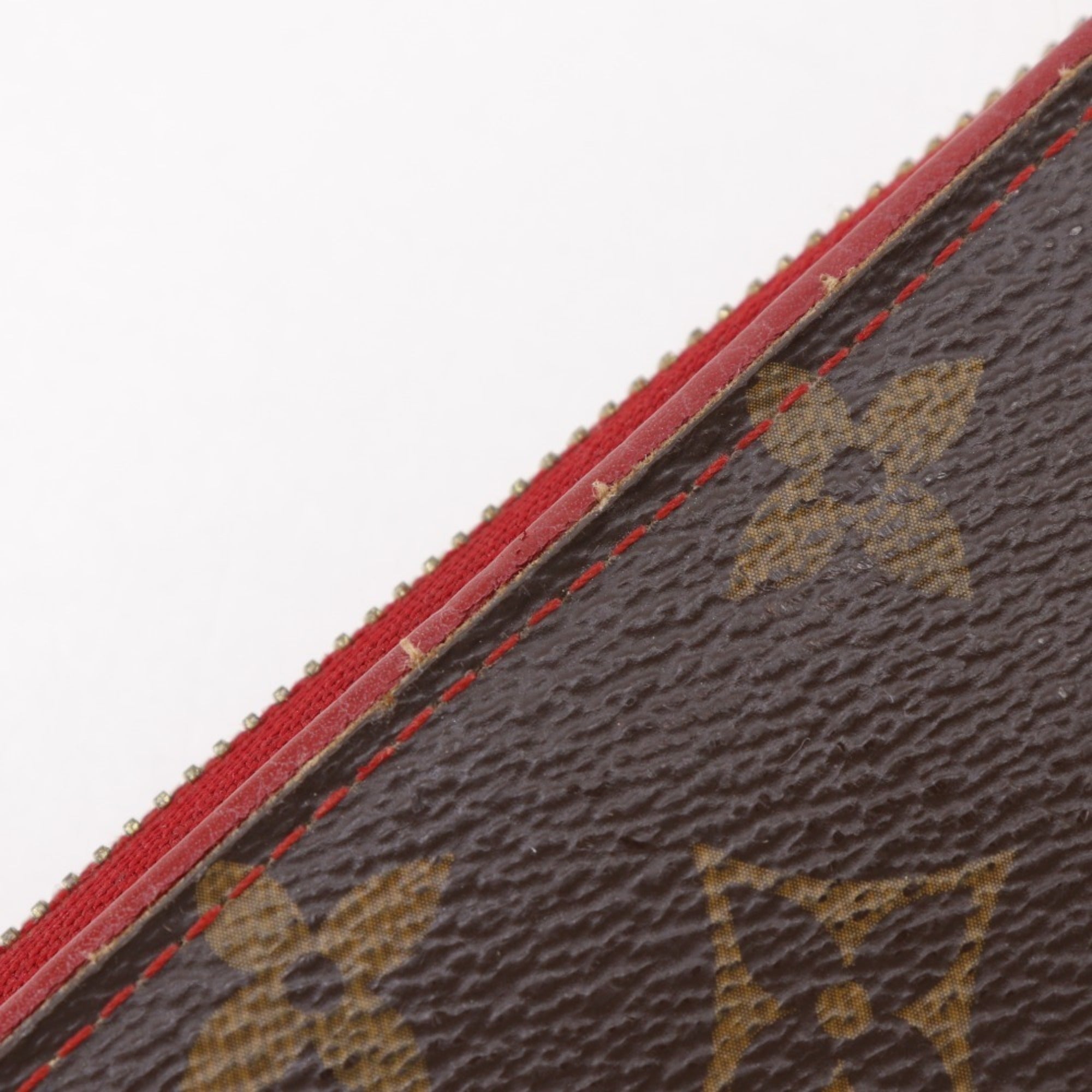 Louis Vuitton Monogram Brown Cerise Red Color Monogram Long Wallet (Bi-Fold) (Pre-Owned)