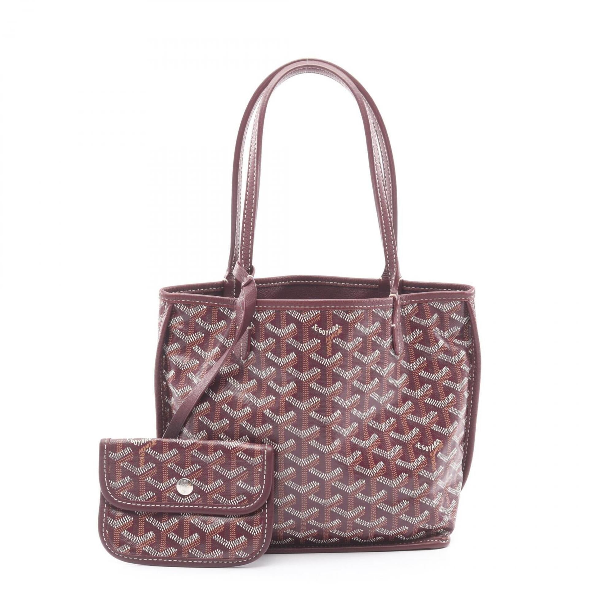 Goyard Bordeaux Coated Canvas Leather Handbag Pouch Tote Bag (Pre-Owned)