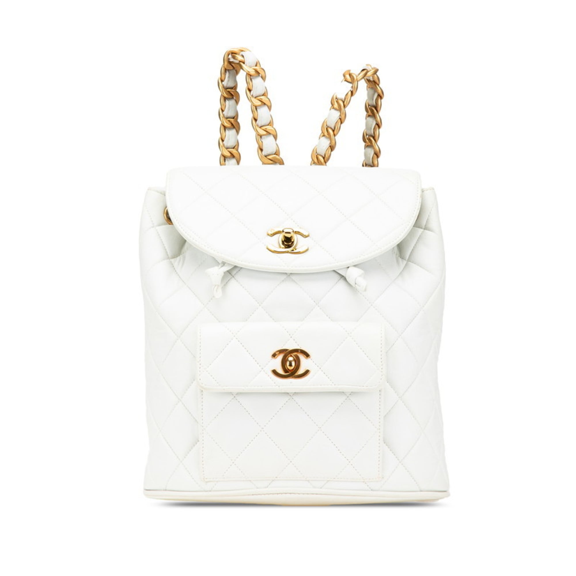 Chanel White Leather Backpack (Pre-Owned)